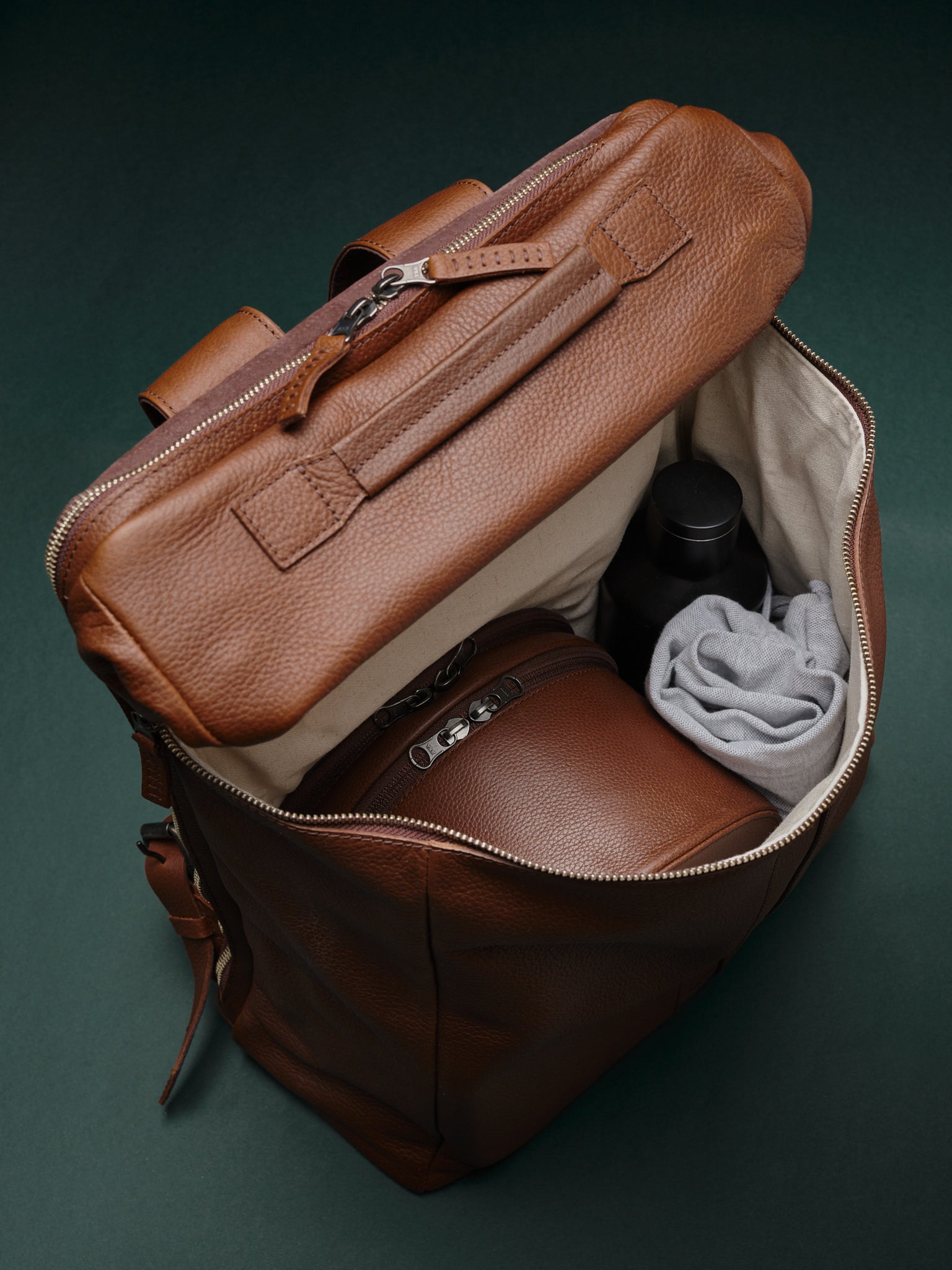 Apple Vision Pro Carry Case fit on a Backpack. VR Headset Box Brown by Capra Leather