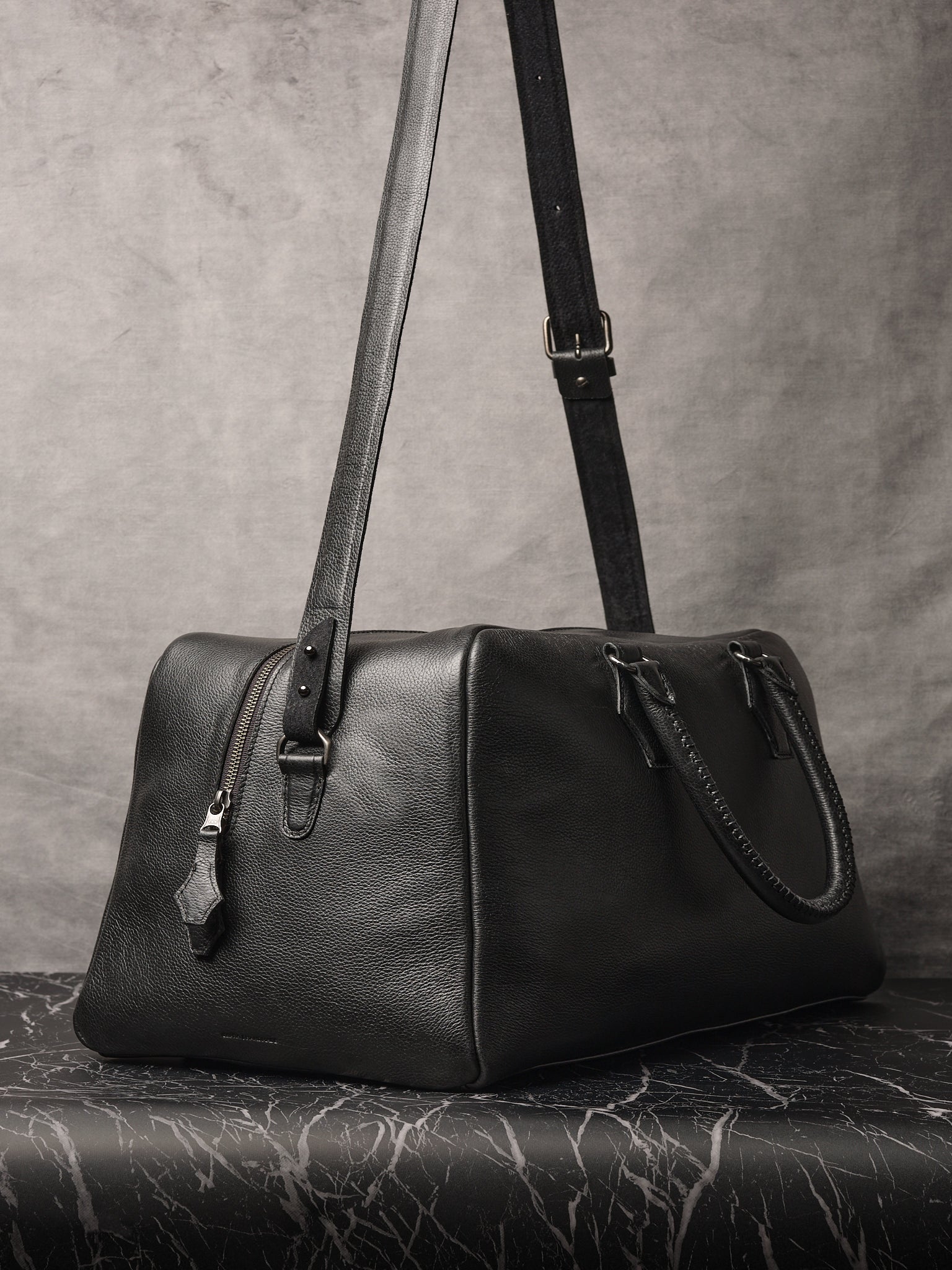 Leather Weekend Bag. Duffle Bag Travel Black by Capra Leather