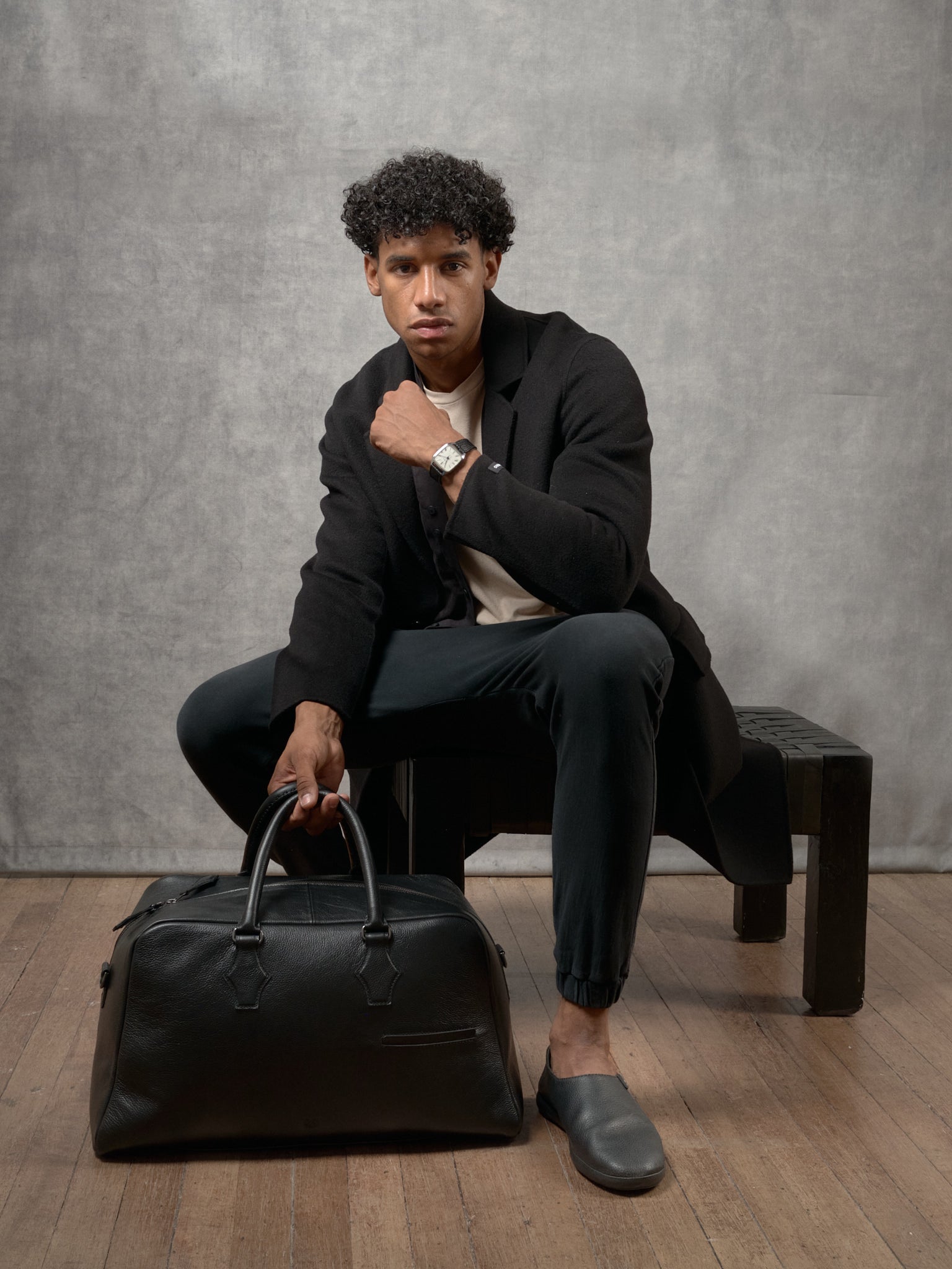 Weekend Travel Bag Black by Capra Leather