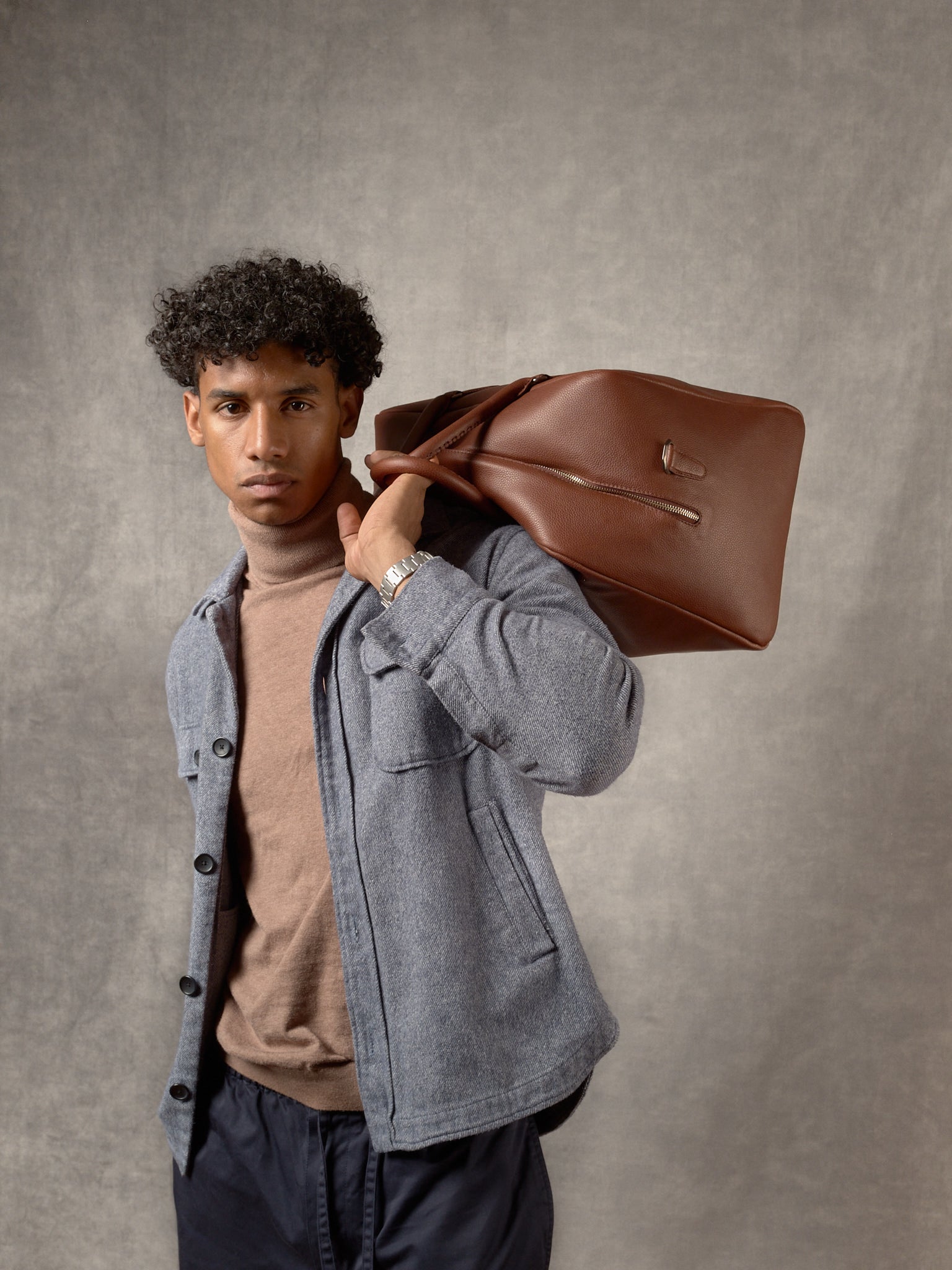 Weekender Bag. Leather Duffle Bag Brown by Capra Leather