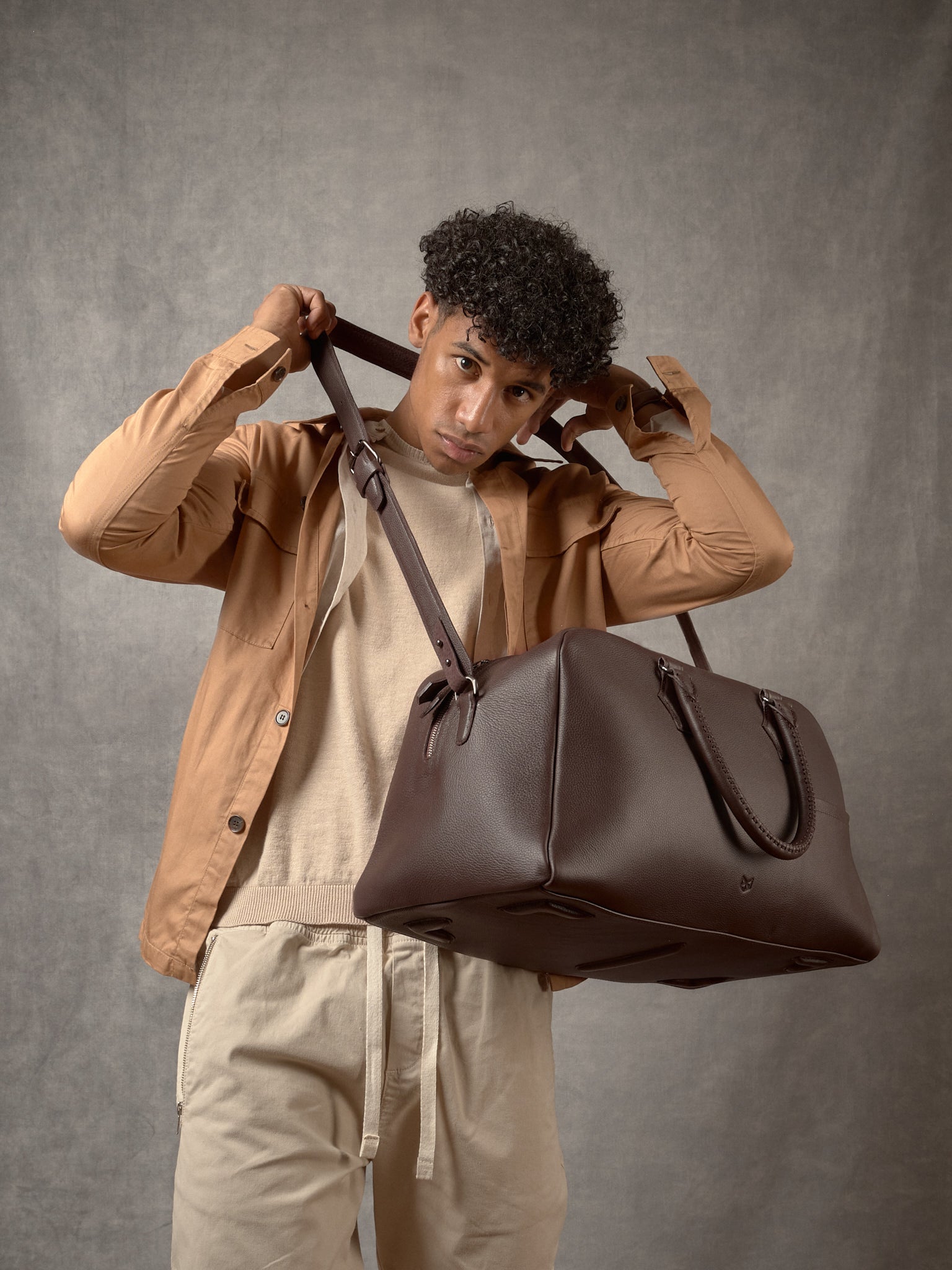 Weekender Duffle Bag Dark Brown by Capra Leather