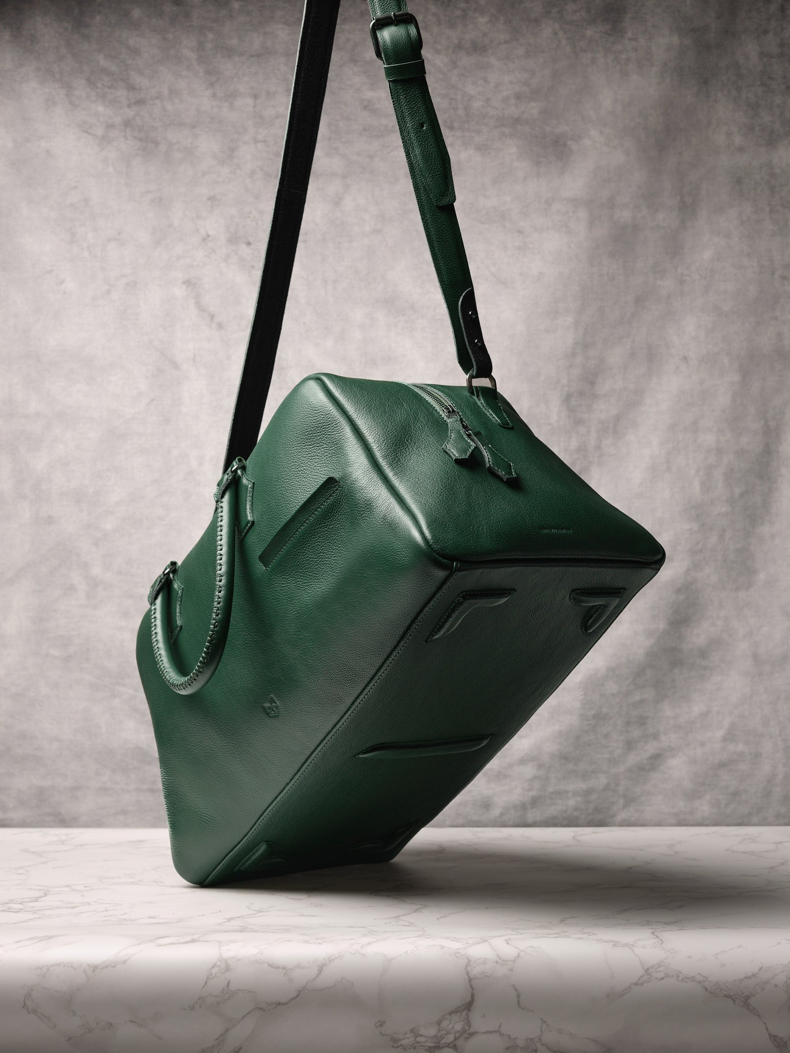 Mens Travel Bag. Duffle Bag Carry On Green by Capra Leather