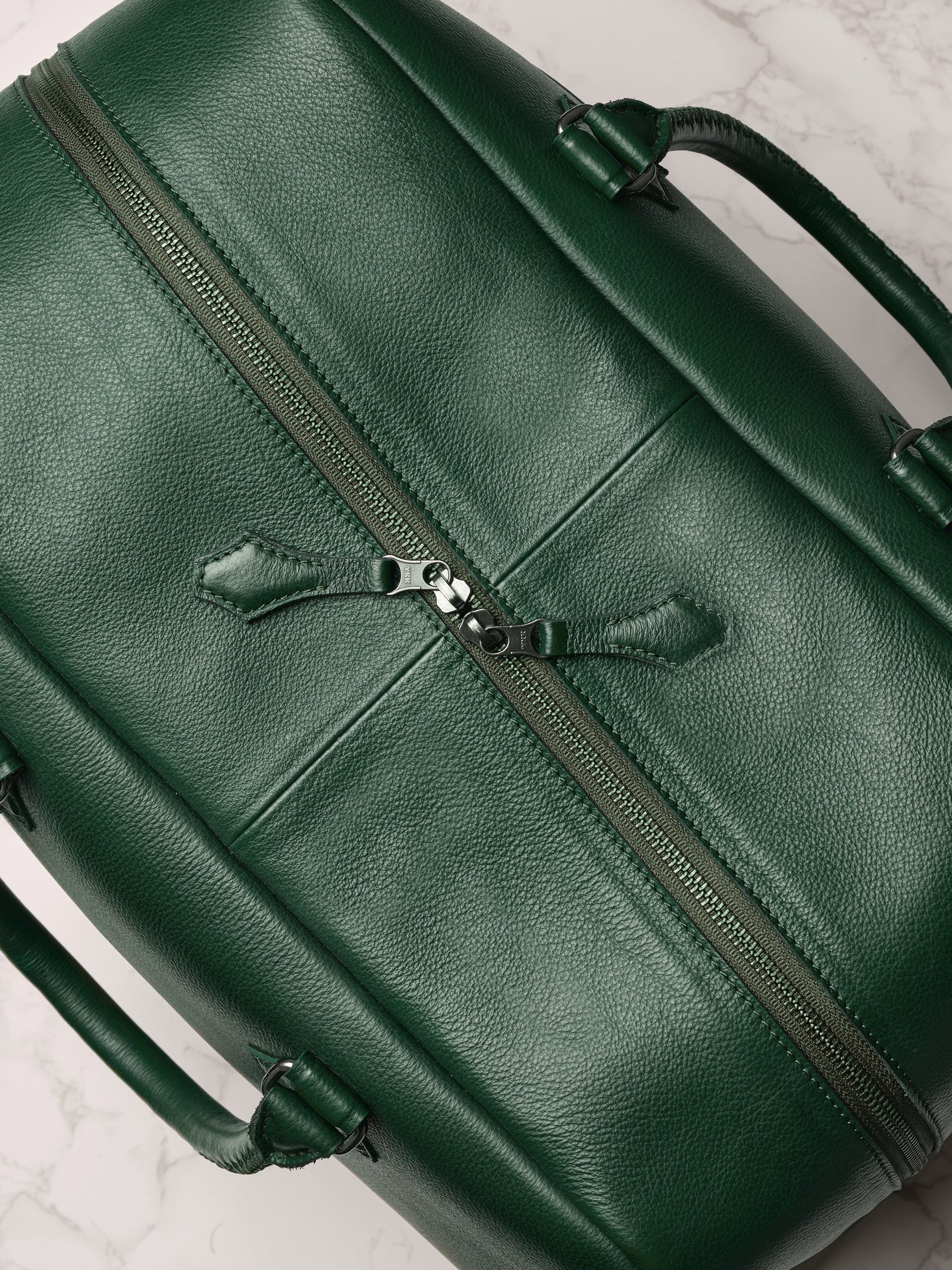 Wide Main Compartment. Duffle Bag Travel Green by Capra Leather