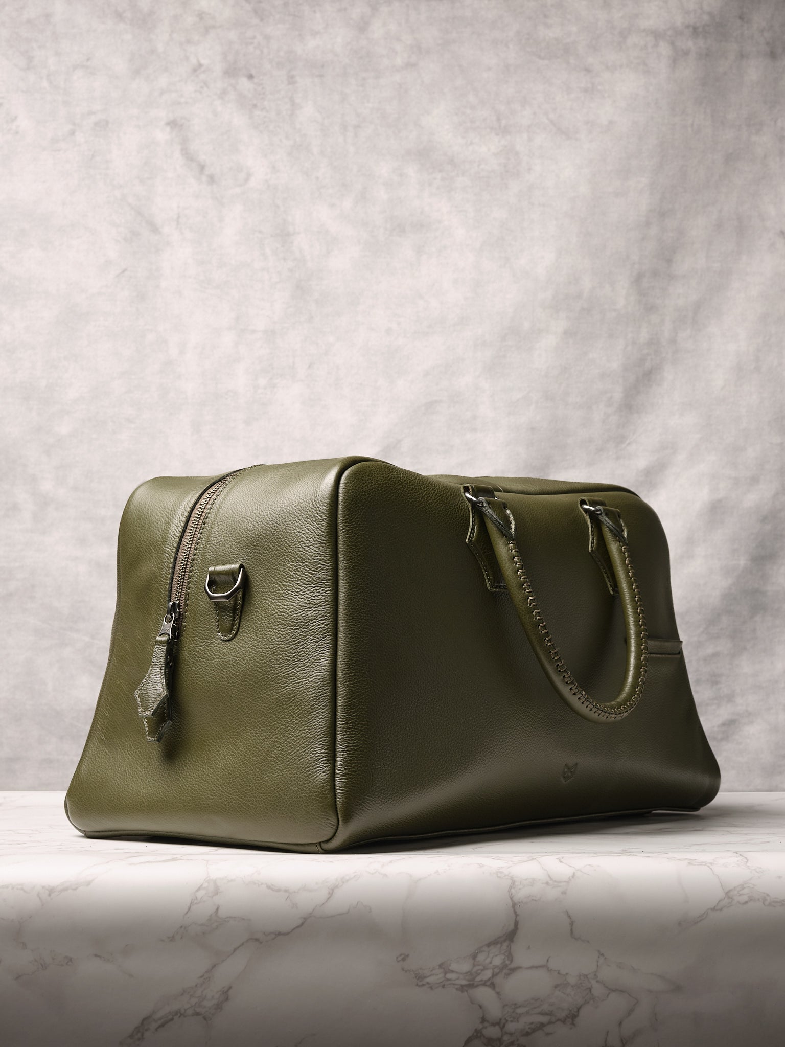 Duffle Bag Leather. Weekend Travel Bags Green by Capra Leather
