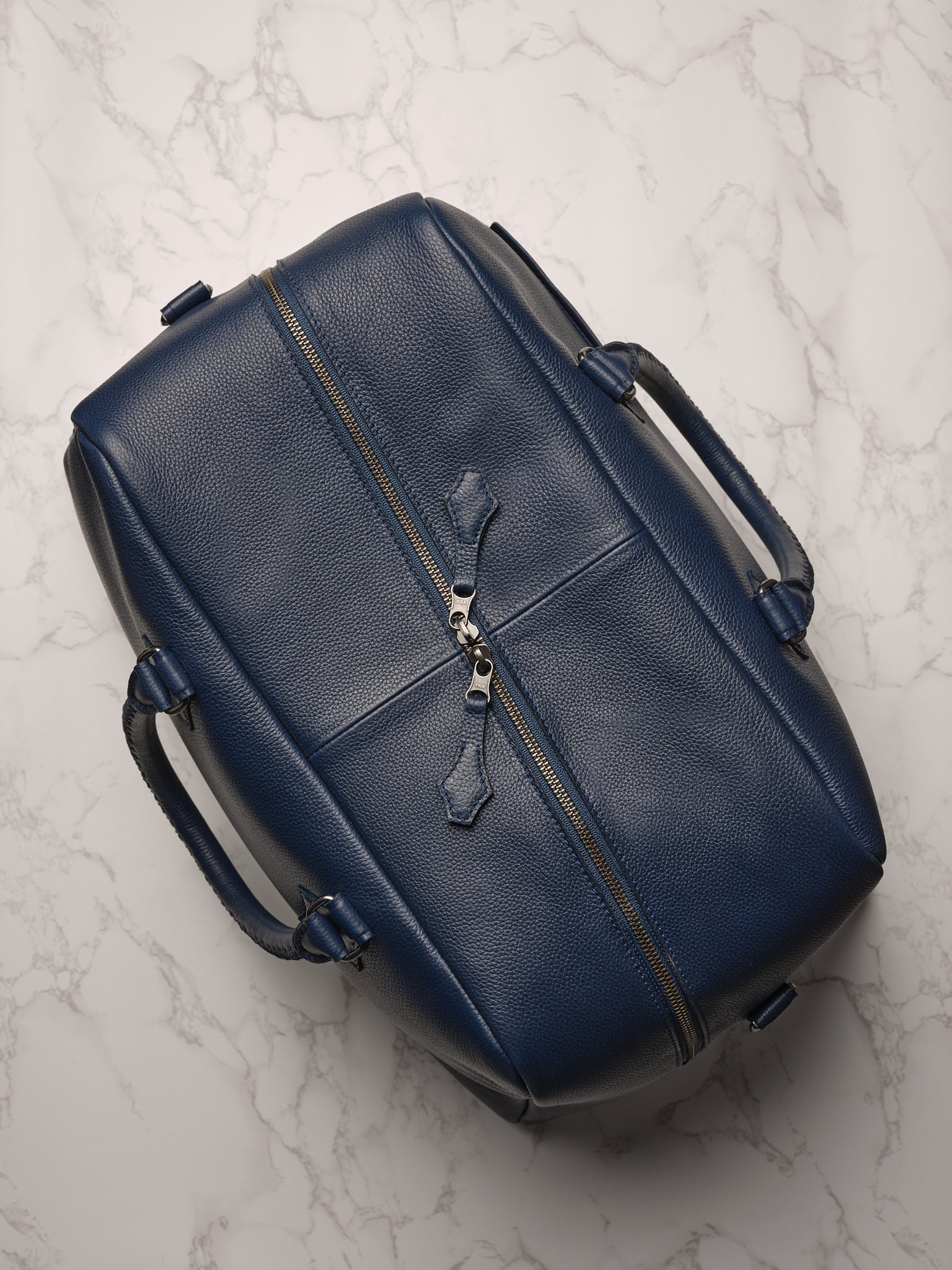 Wide Main Compartment. Large Duffle Bags Navy by Capra Leather