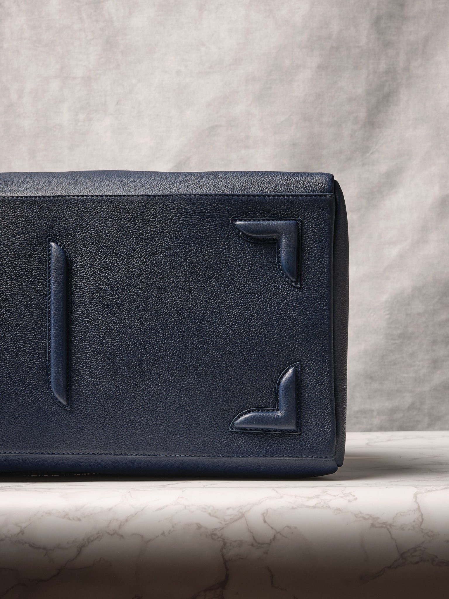 Framed Leather Feet. Travel Duffle Bag Navy by Capra Leather