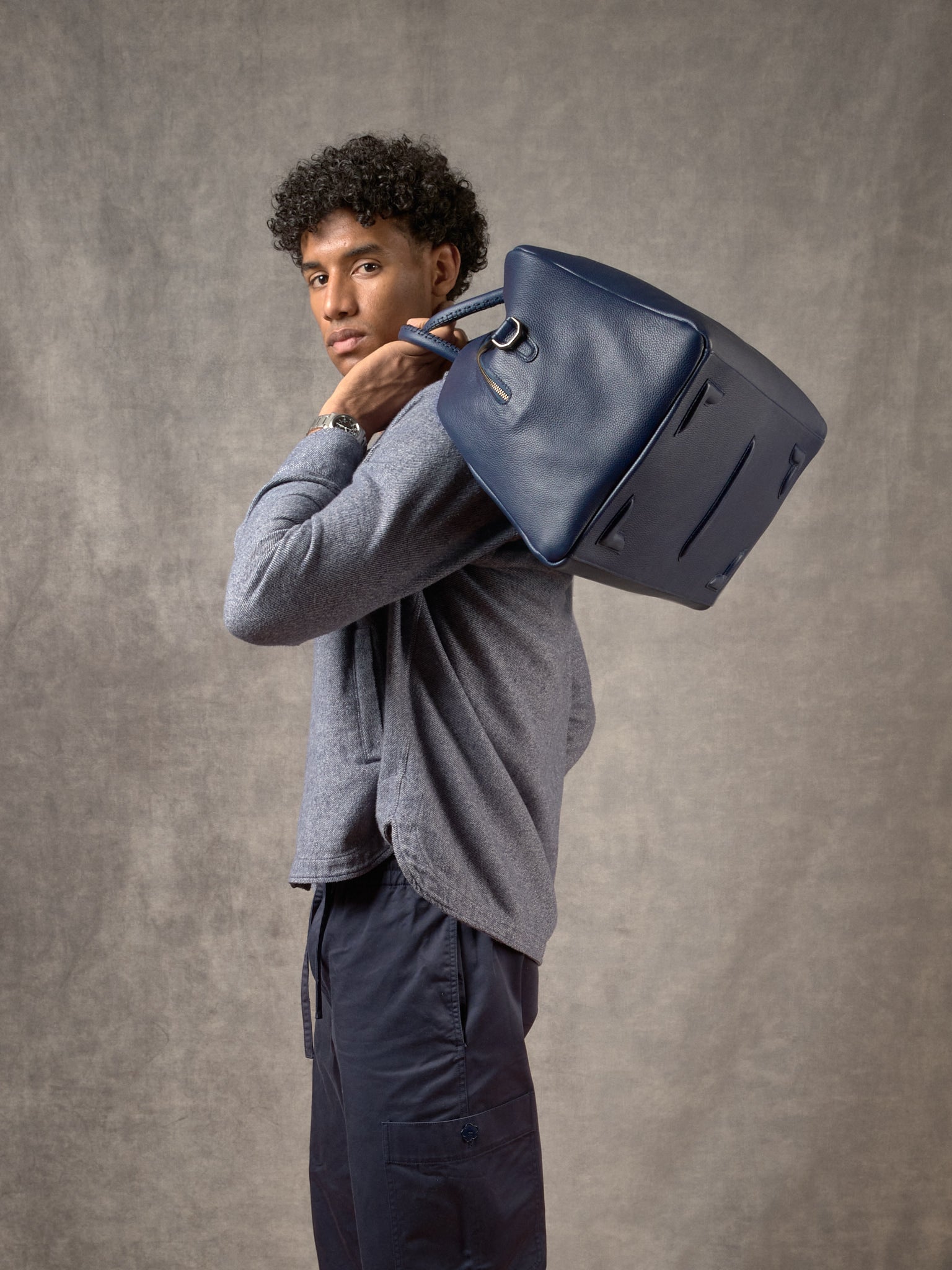 Duffle Bag Carry-on Navy by Capra Leather