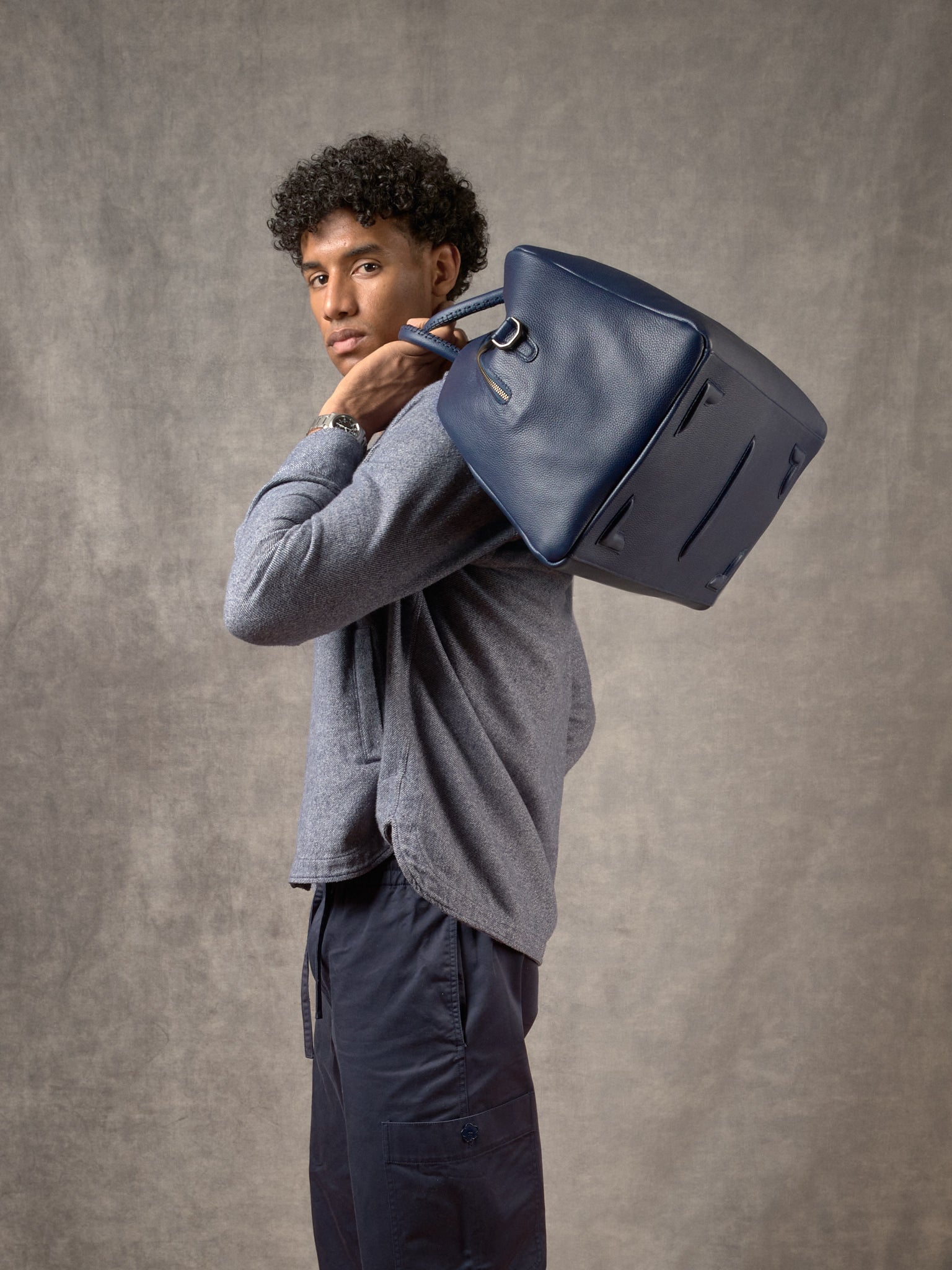 Duffle Bag Carry-on Navy by Capra Leather 