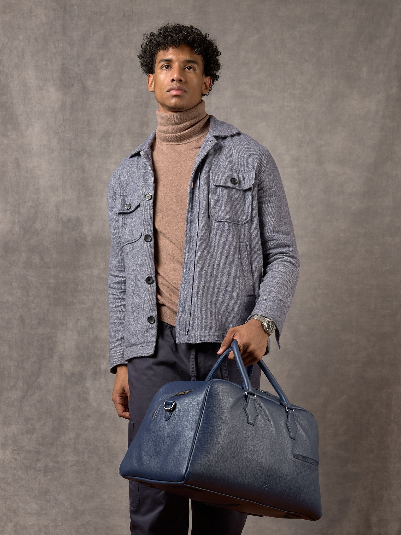 Large Duffle Bag Navy by Capra Leather