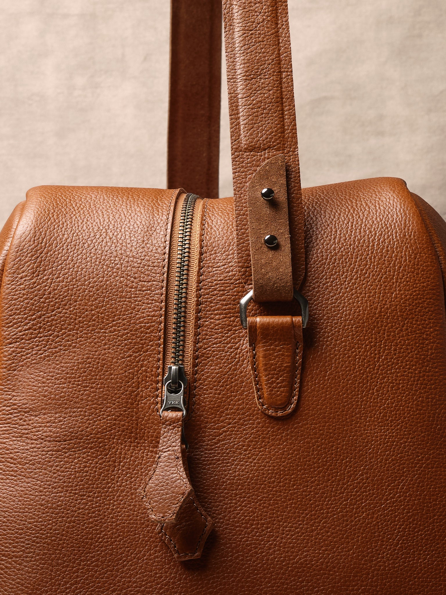 Detachable Shoulder Strap. Mens Duffle Bag Tan by Capra Leather