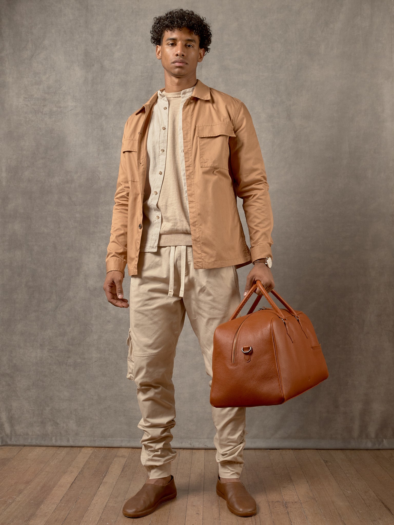 Leather Duffle Bag Men Tan by Capra Leather
