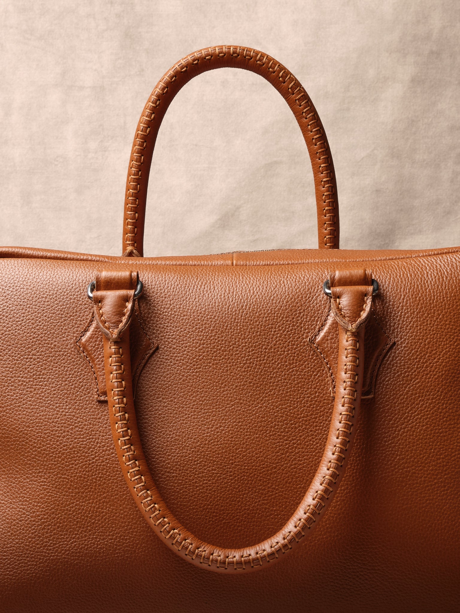 Cylindrical Hand-stitched Handles. Mens Weekender Bags Tan by Capra Leather