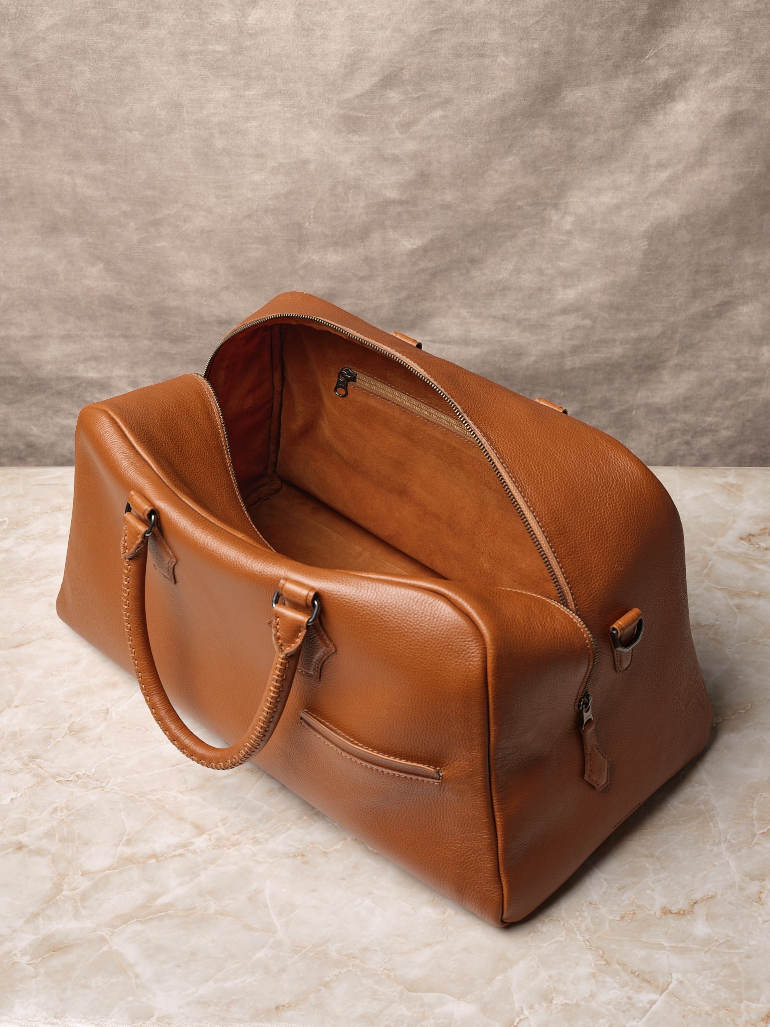 Suede Lining. Duffle Bag for Men Tan by Capra Leather
