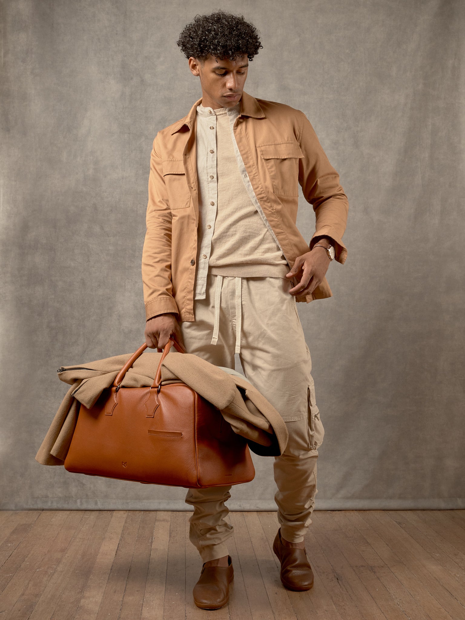 Travel Duffle Bags Tan by Capra Leather