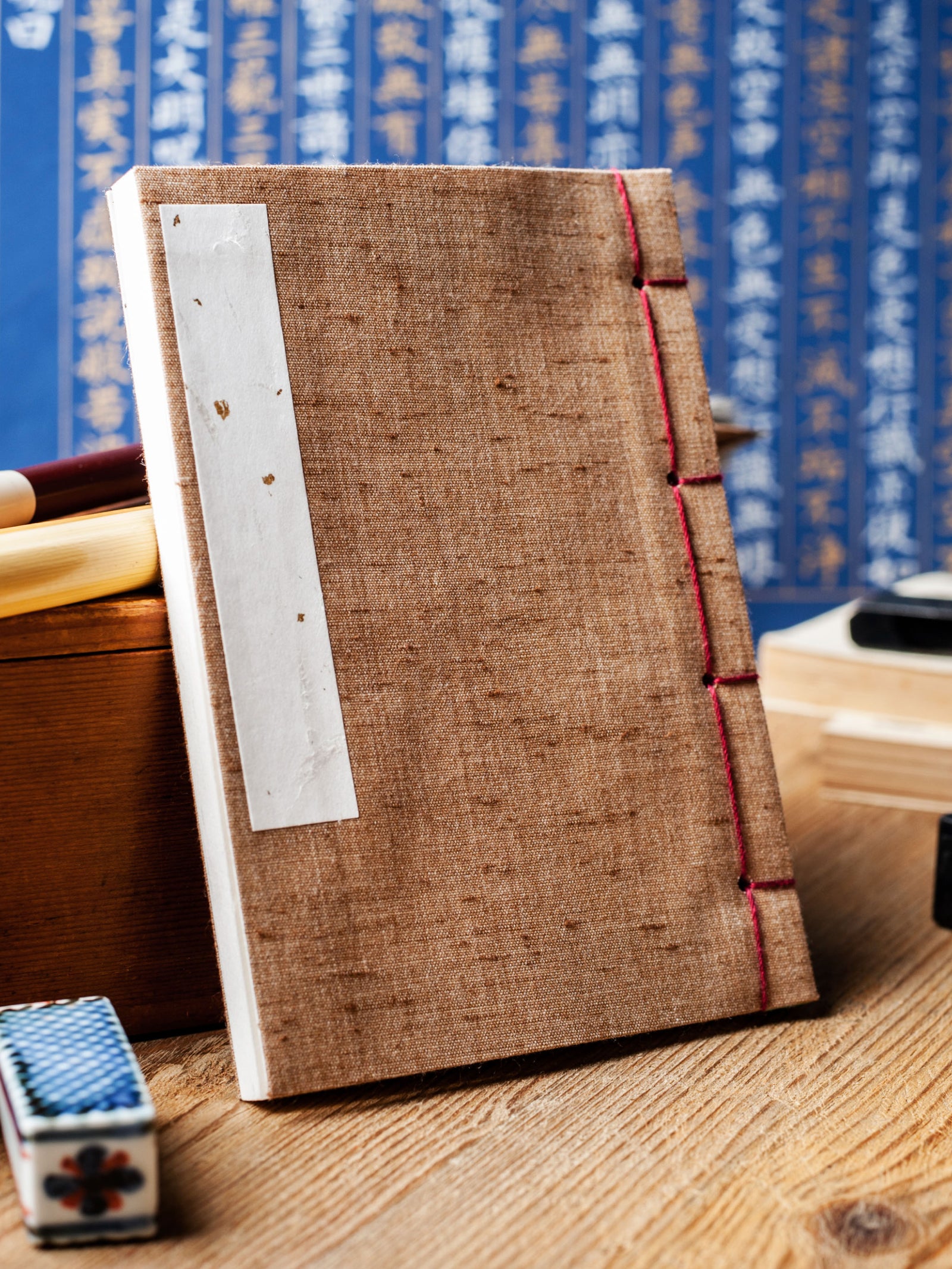 Fukuro Toji Bookmaking Technique. Passport Holder Dark Brown by Capra Leather