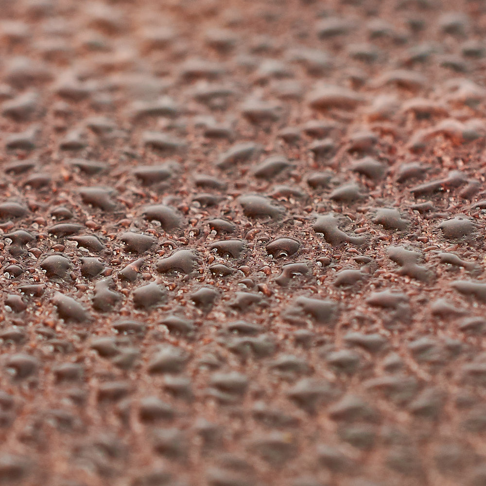 Water beading on Capra Leather's hydrofuge full-grain leather