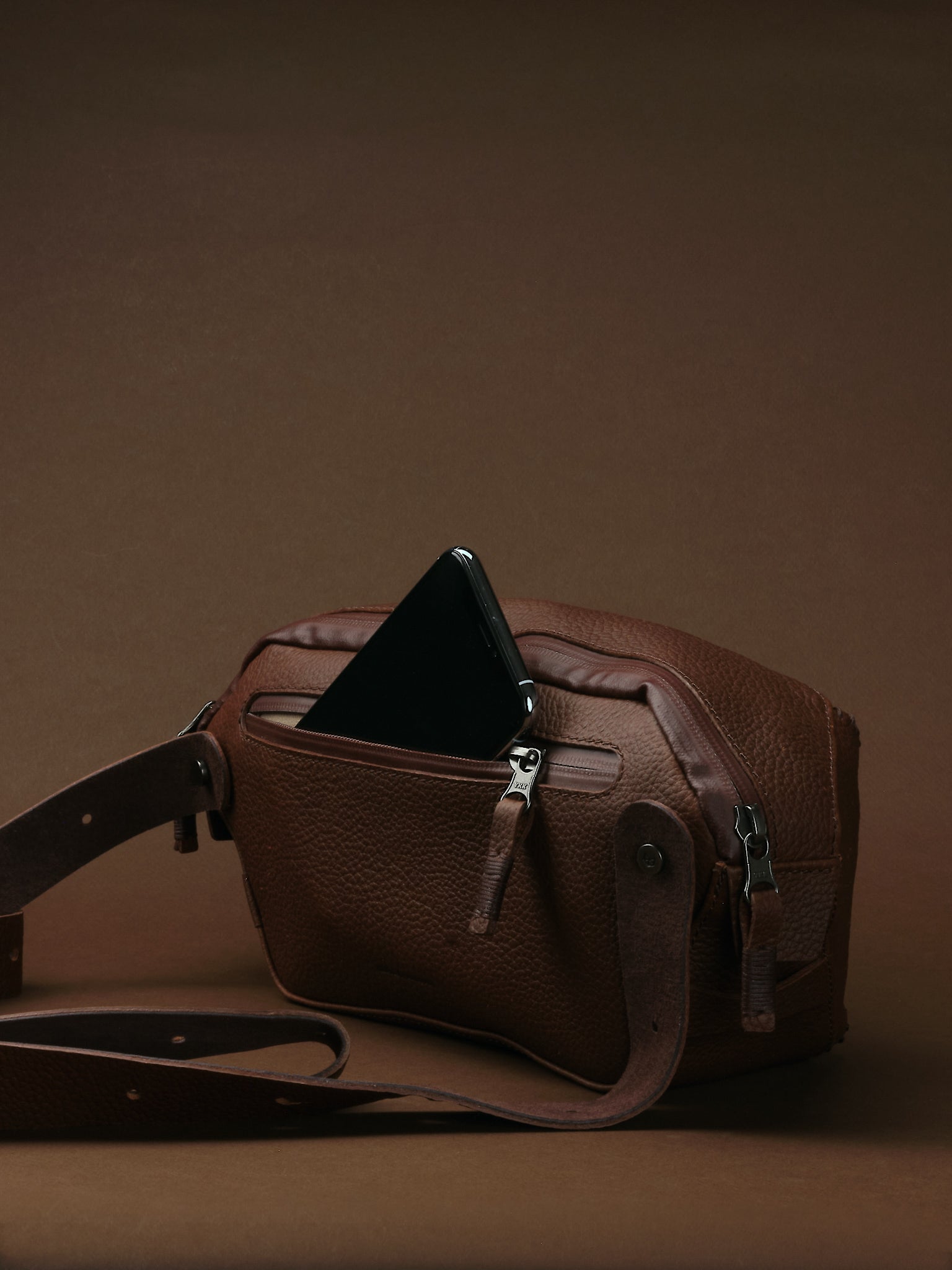 Back Pocket. Mens Sling Bag Brown by Capra Leather