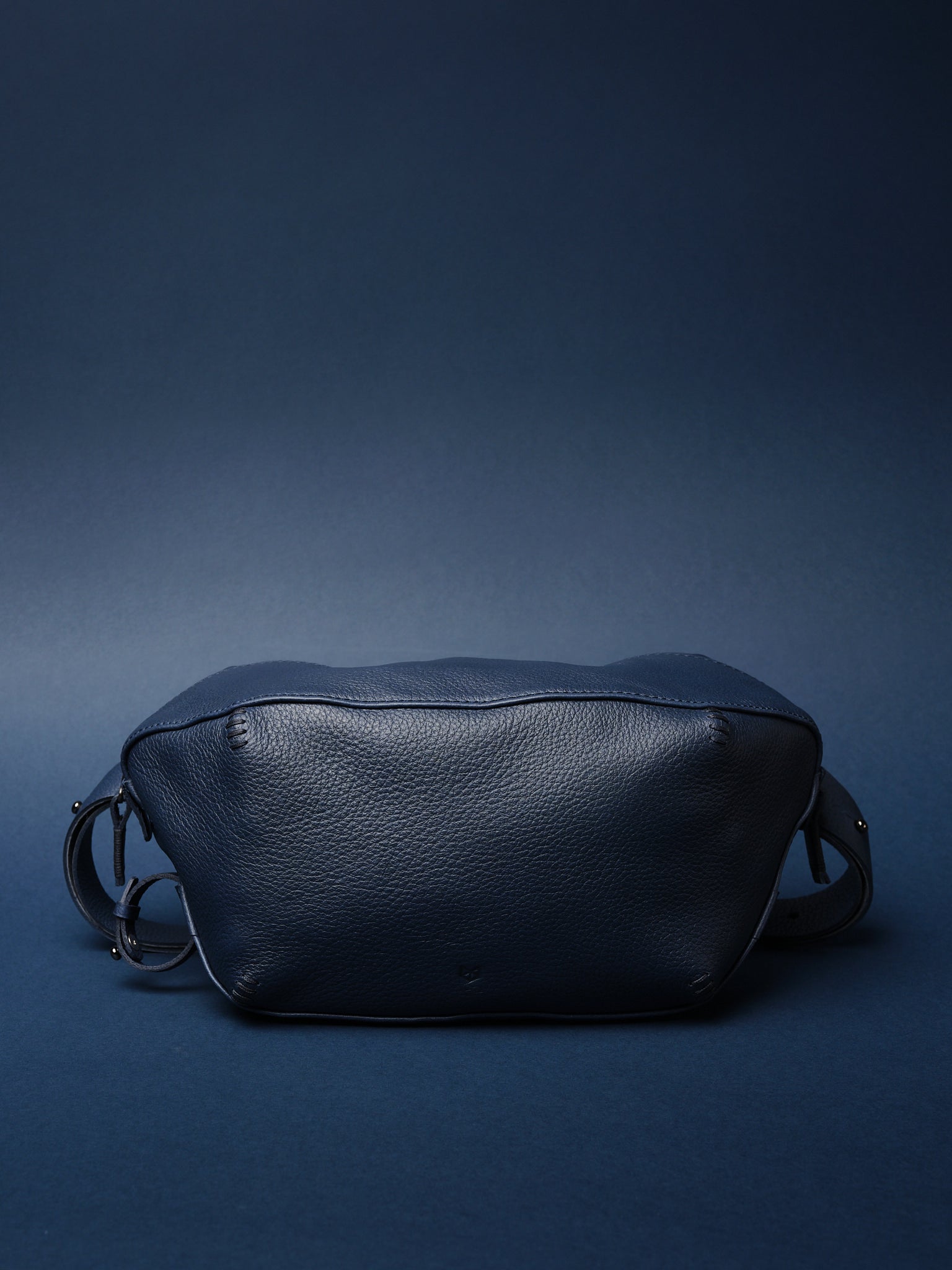 Mens Sling Bag. Designer Fanny Pack Navy by Capra Leather