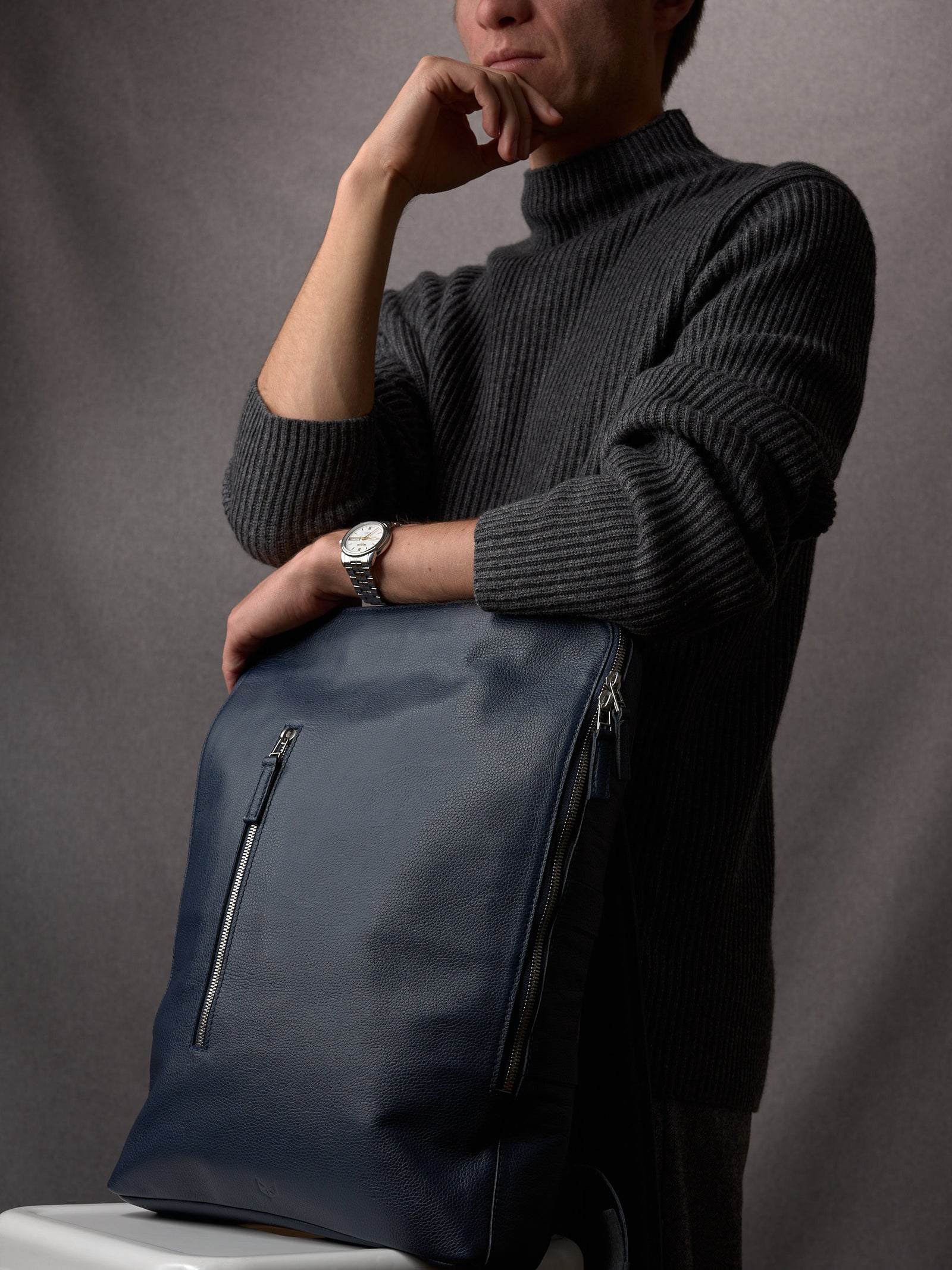 Professional backpack for men. Men's style. Men's fashion. Premium backpack for men. Quality materials for durability. Made in leather and suede by Capra Leather.