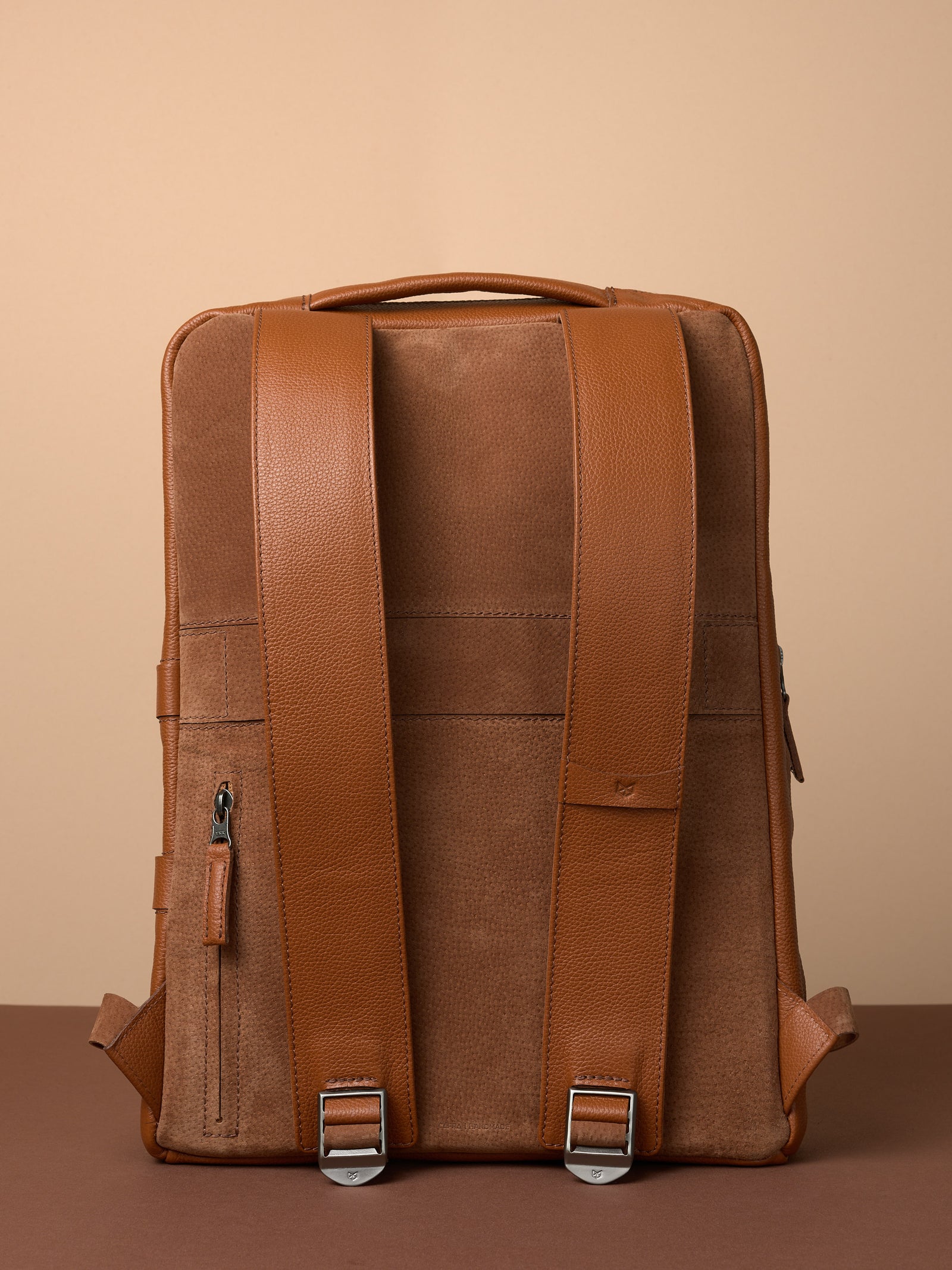 Suede and leather backpack made for men. Soft finish in leather. Comfortable and soft feeling. Premium materials. Made in leather by Capra Leather.