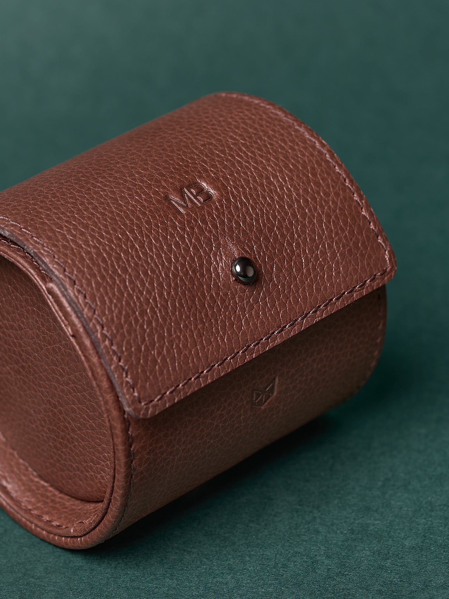 Custom Embossing. Travel Watch Roll Brown by Capra Leather
