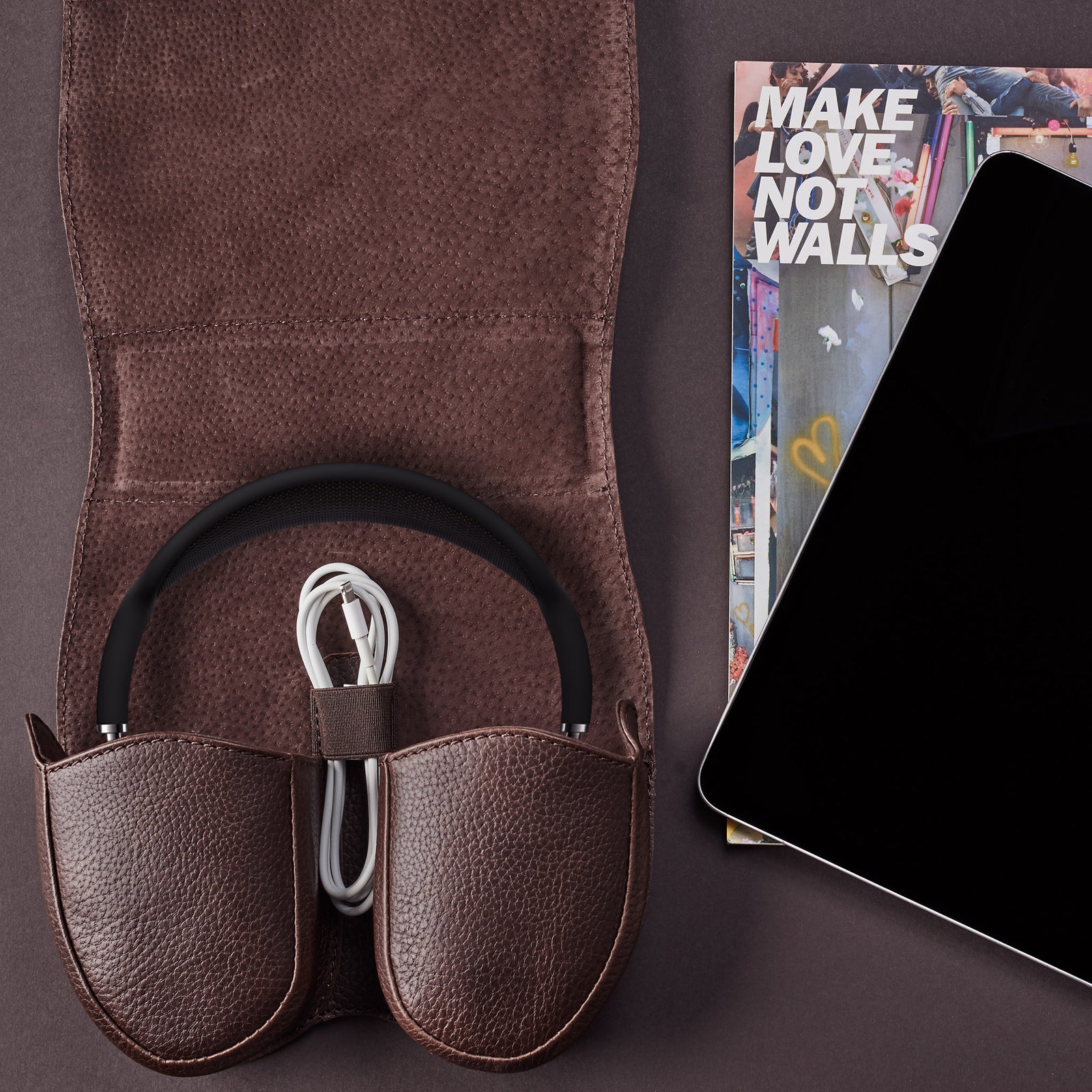 Apple AirPods Max. AirPods Max Case Shield Dark Brown by Capra Leather