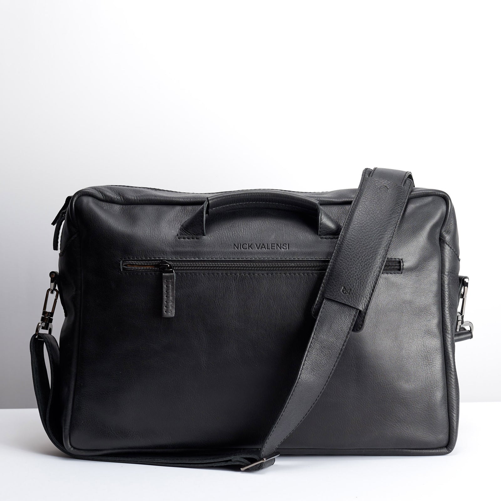 Custom engraving. Black handmade leather messenger bag for men. Commuter bag, laptop leather bag by Capra Leather.