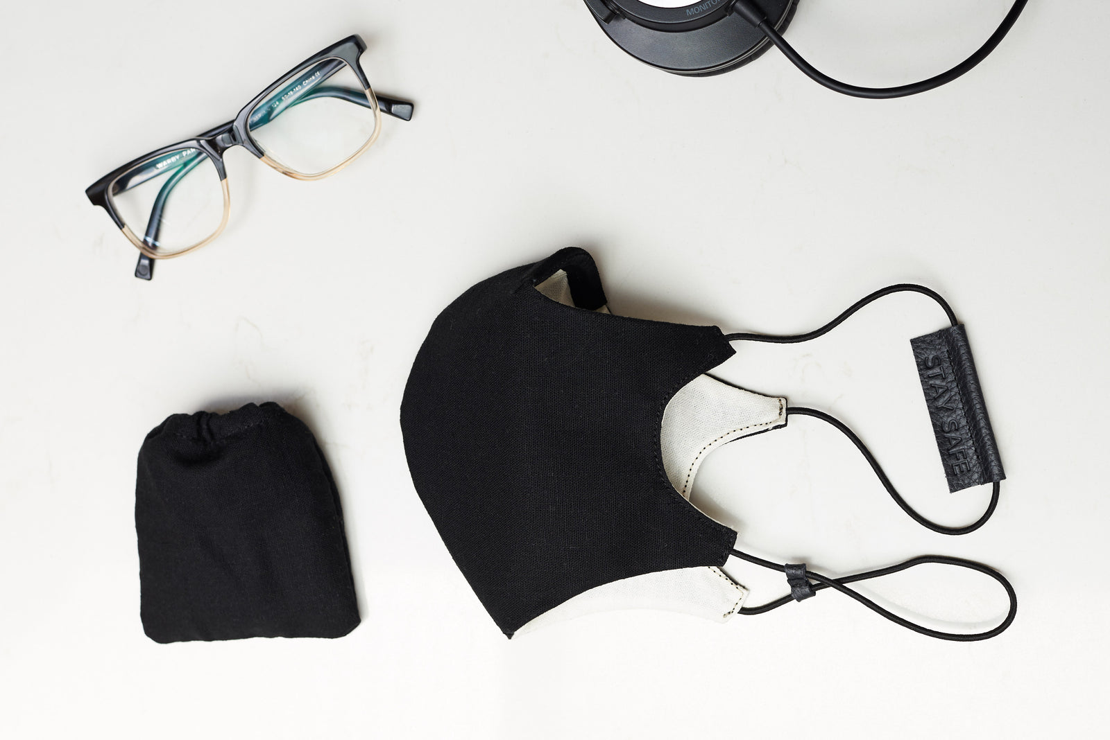 Details view. Washable, Reusable Face Mask by Capra Leather