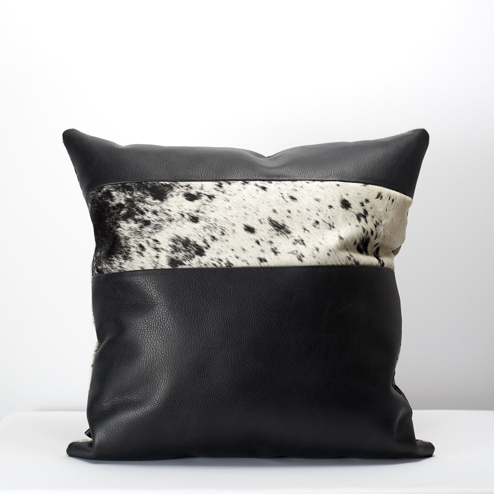Black Dual Leather Cowhide Cushion. Couch decoration, lounge, bench, sofa cushion covers, custom size, pillow.