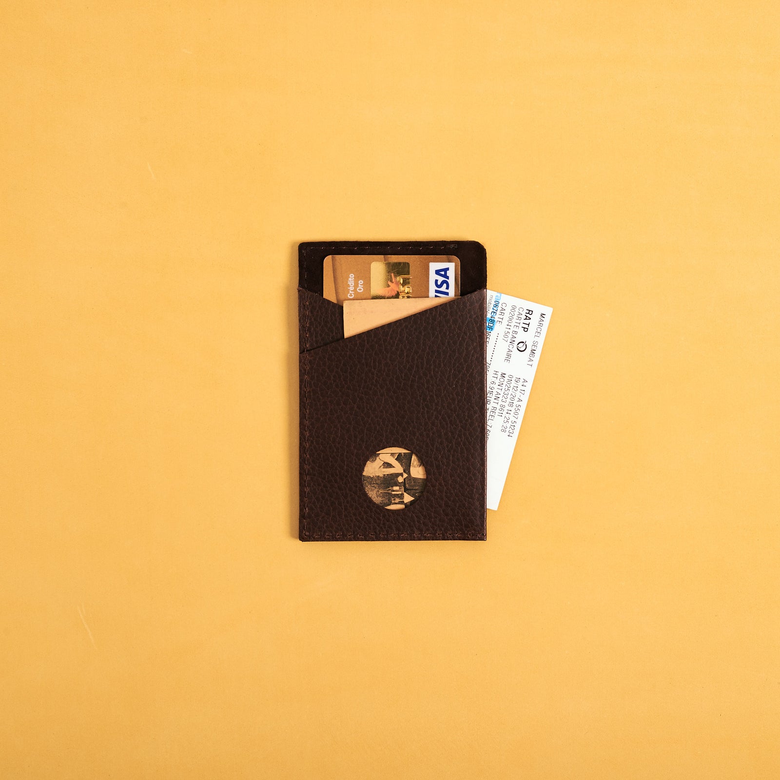 Back with Credit Cards. Card Holder Wallet Dark Brown by Capra Leather