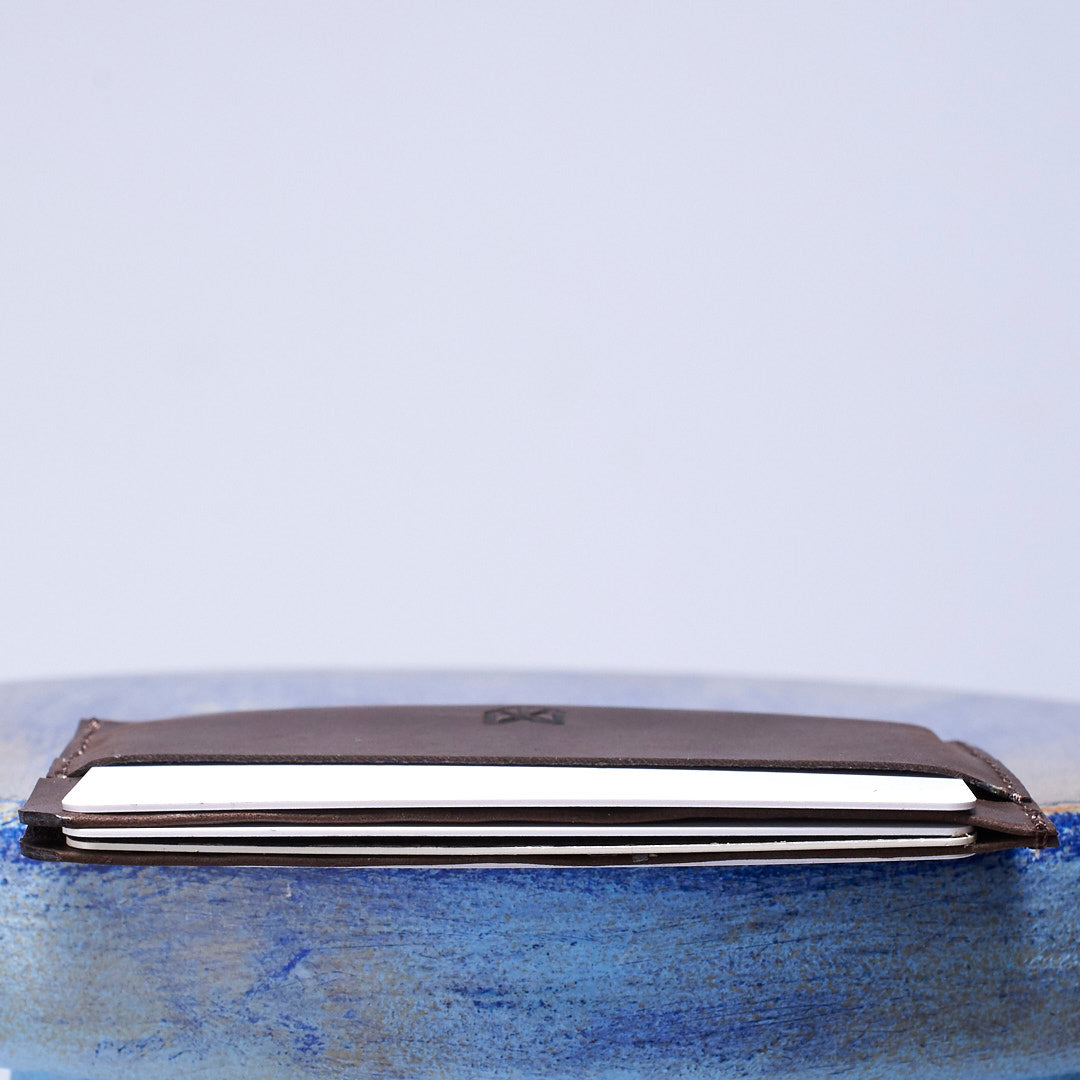 Slim brown leather card holder. Gifts for men, leather tan card holder, handmade accessories, minimalist designer cards wallet