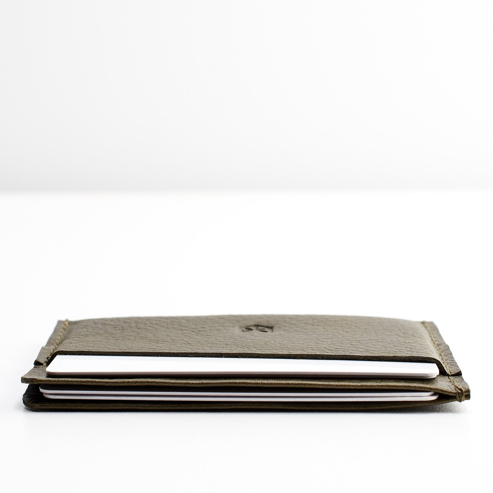 Slim green leather card holder. Gifts for men, handmade accessories, minimalist designer cards wallet