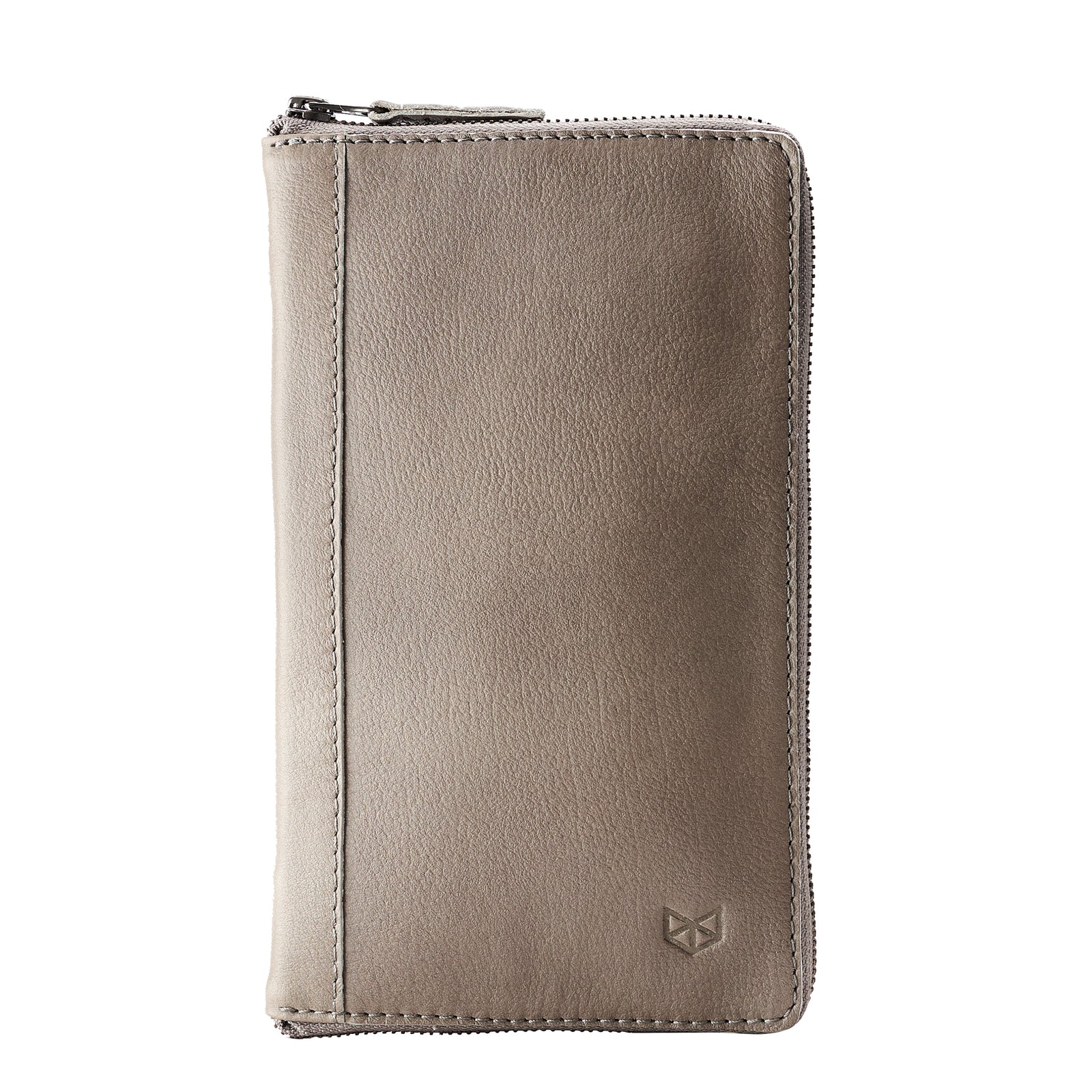 Grey leather passport wallet. Perfect for travelers. Gift for men by Capra Leather.
