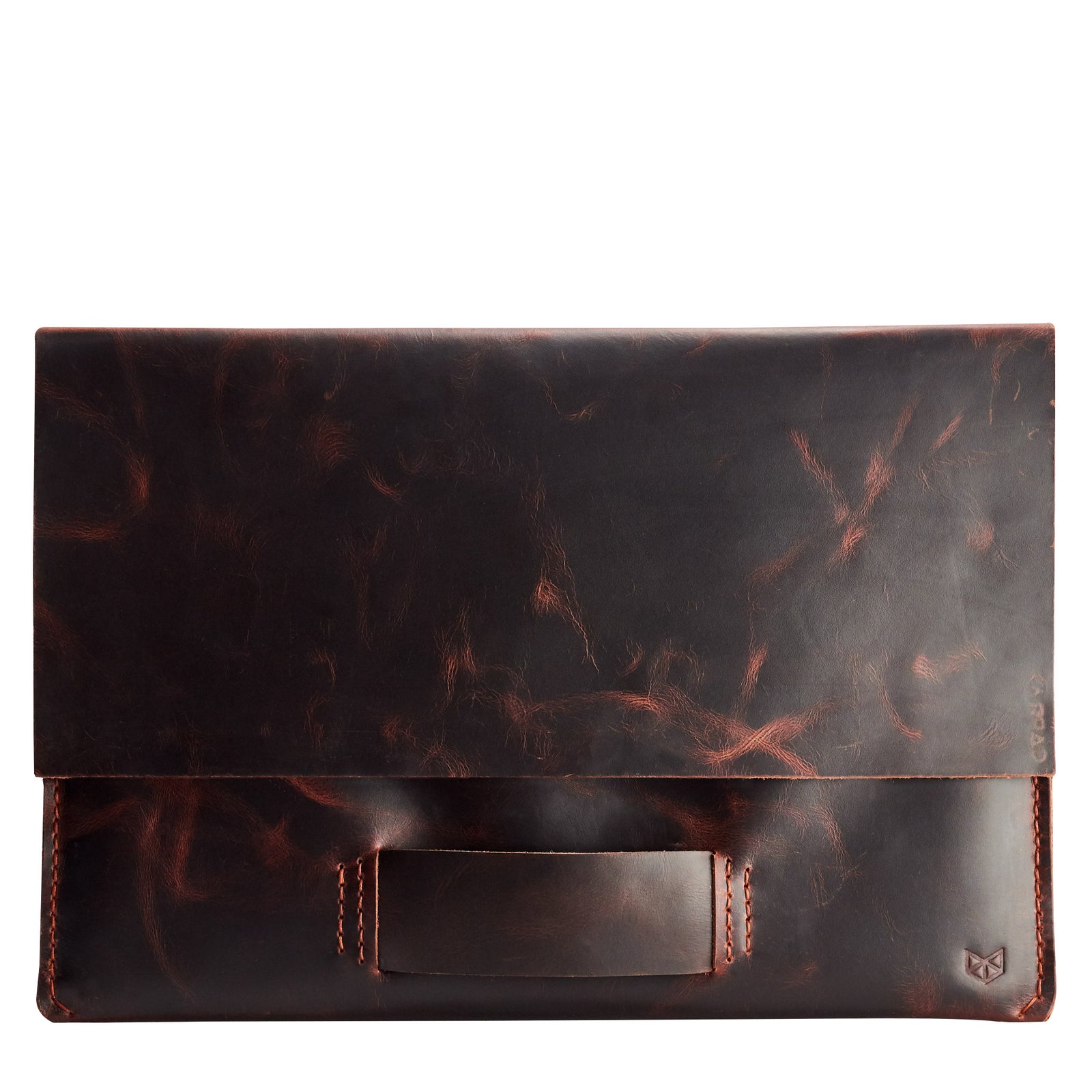 Red brown leather case for Macbook pro touch bar. Leather mens Apple's laptop sleeve for men. MacBook Pro 13 15 16 inch leather case sleeve by Capra Leather.