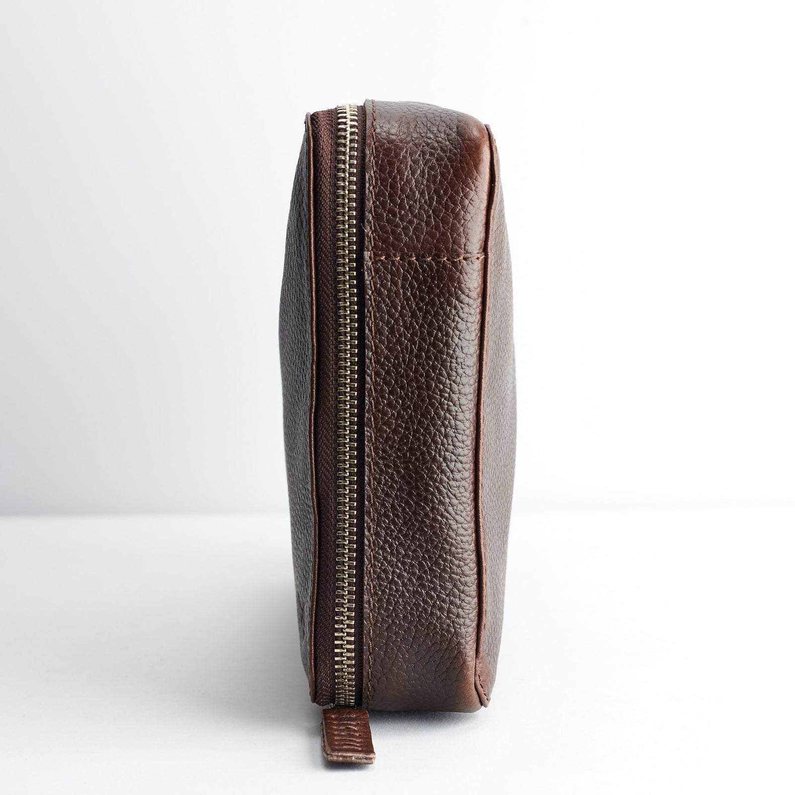Slim profile. Dark Brown tech organizer travel by Capra Leather
