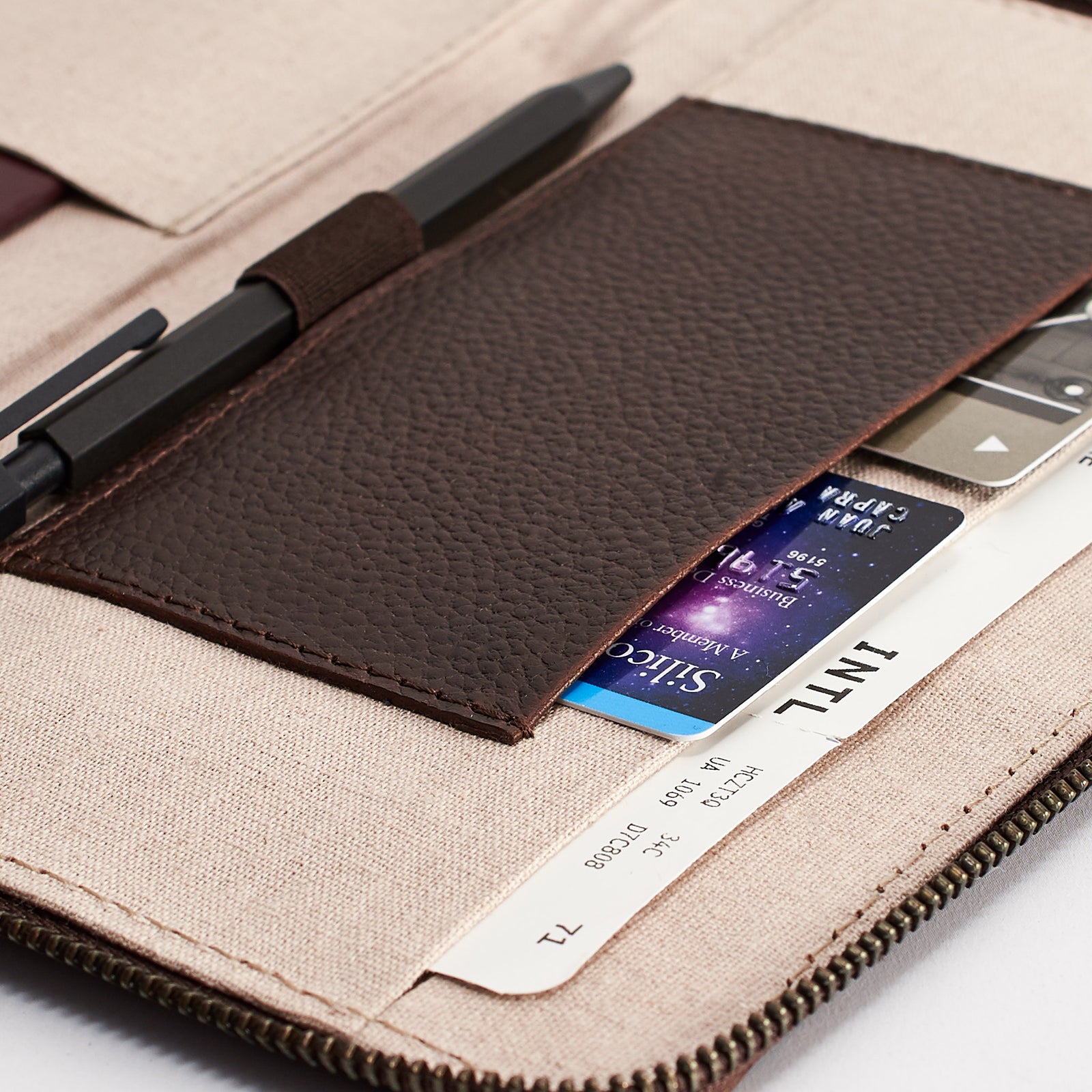 Credit cards pocket. Dark brown Passport Holder for travelers, document organizer, travel journal by Capra Leather