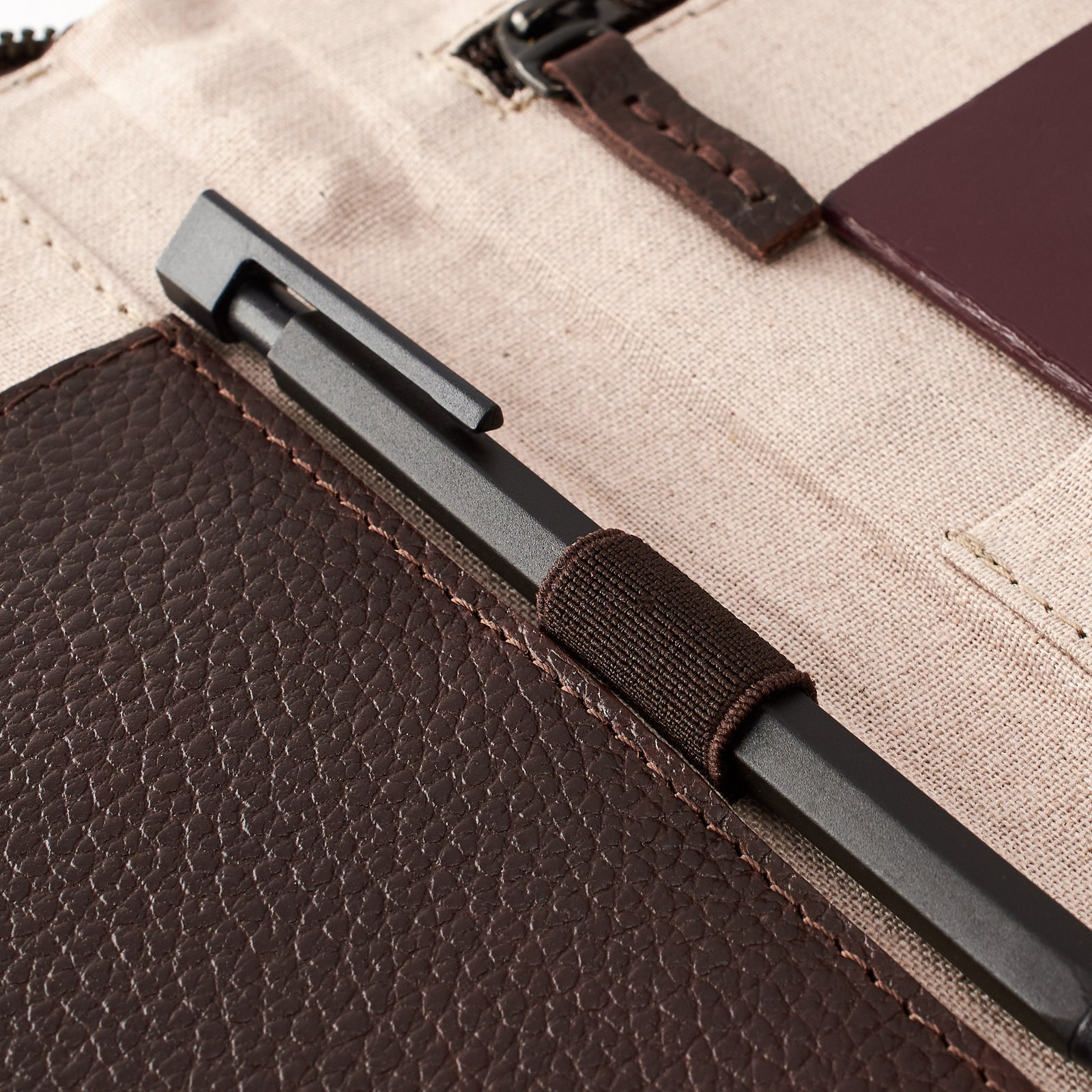 Elastic Band. Dark brown leather passport for travelers, gifts for men. Travel journal, document organizer holder