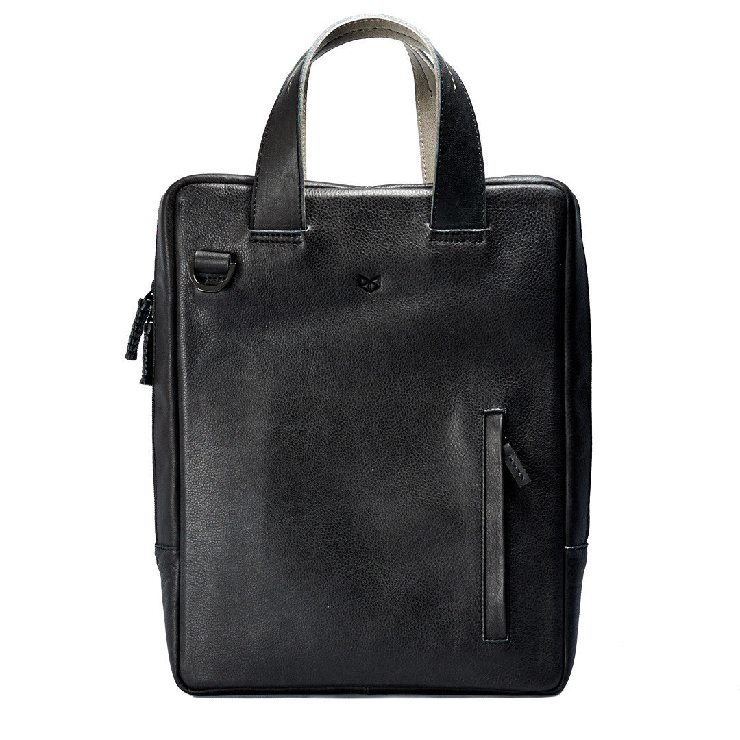 Vertical handmade leather briefcase for men