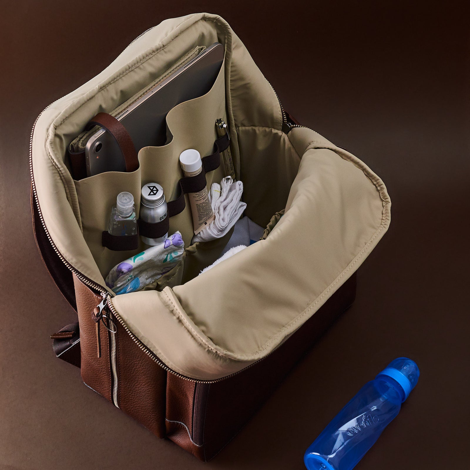 diaper bag backpack laptop brown by capra leather