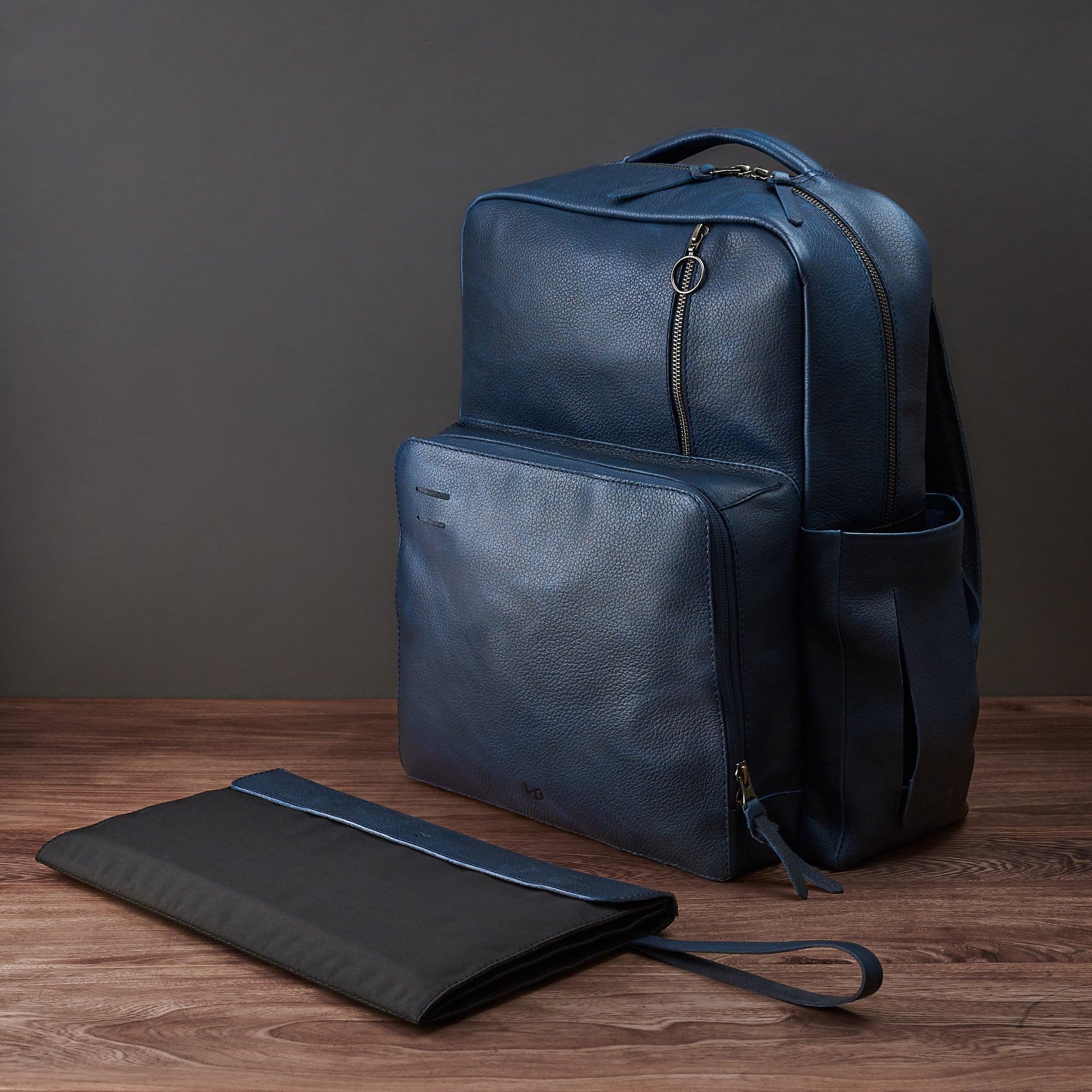 diaper bag backpack navy by capra leather