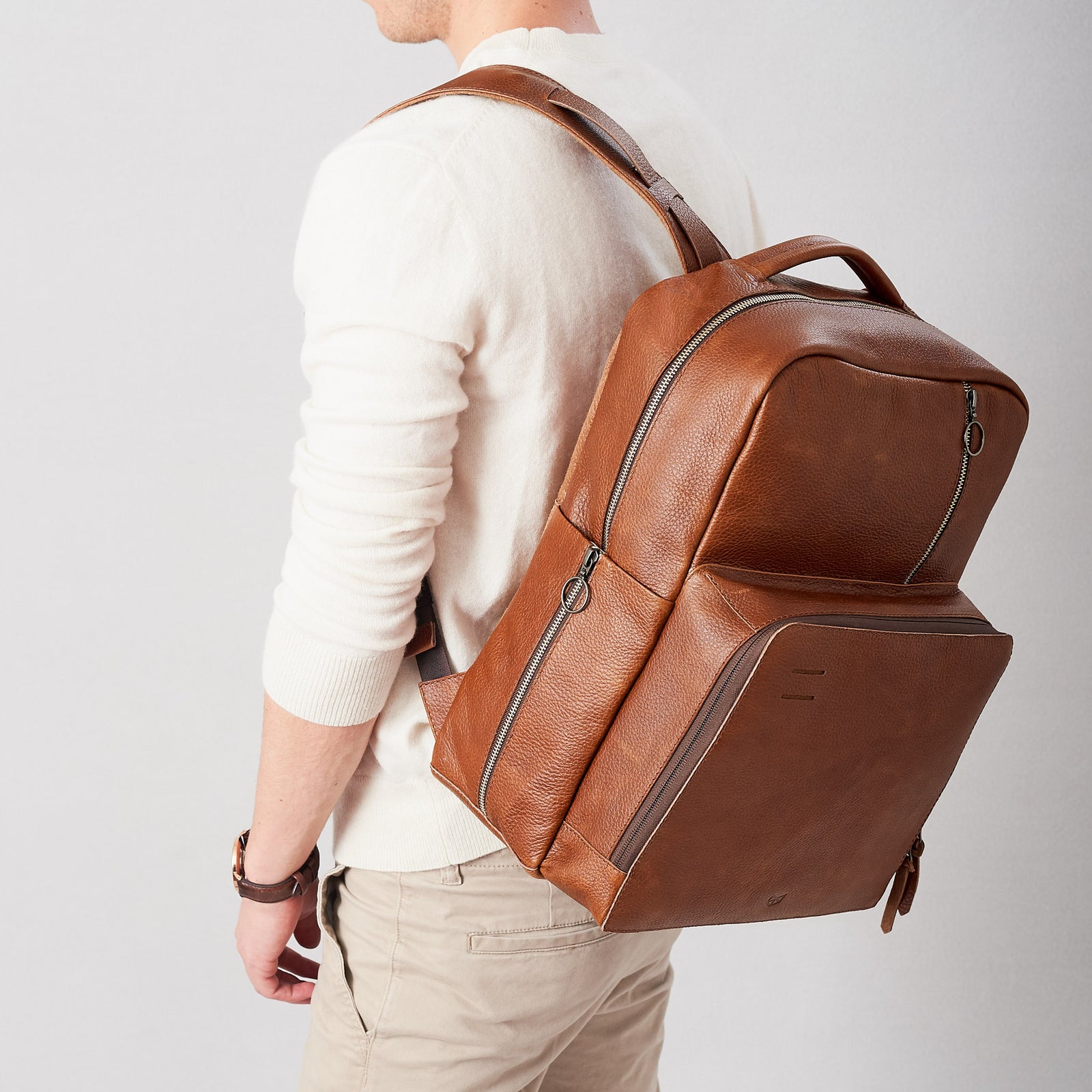 mens diaper bag tan by capra leather