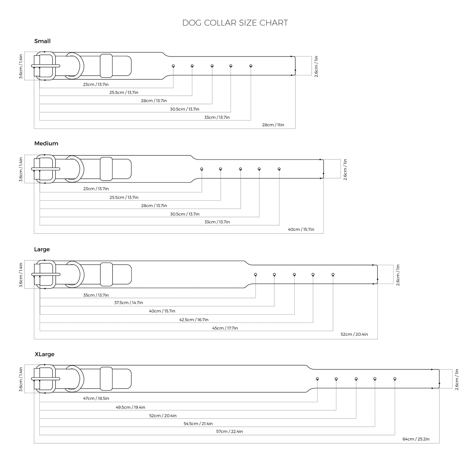 Dog collar size chart. Dog and Cat neck sizes.