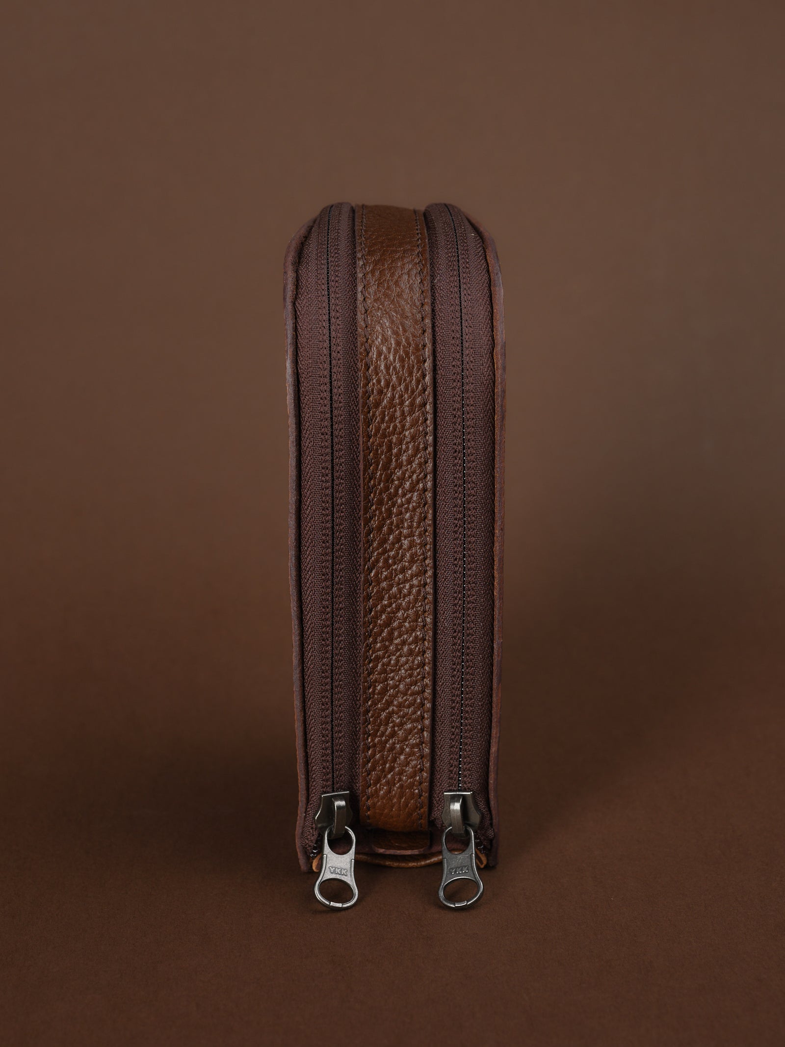 double eyeglass case hard brown by Capra