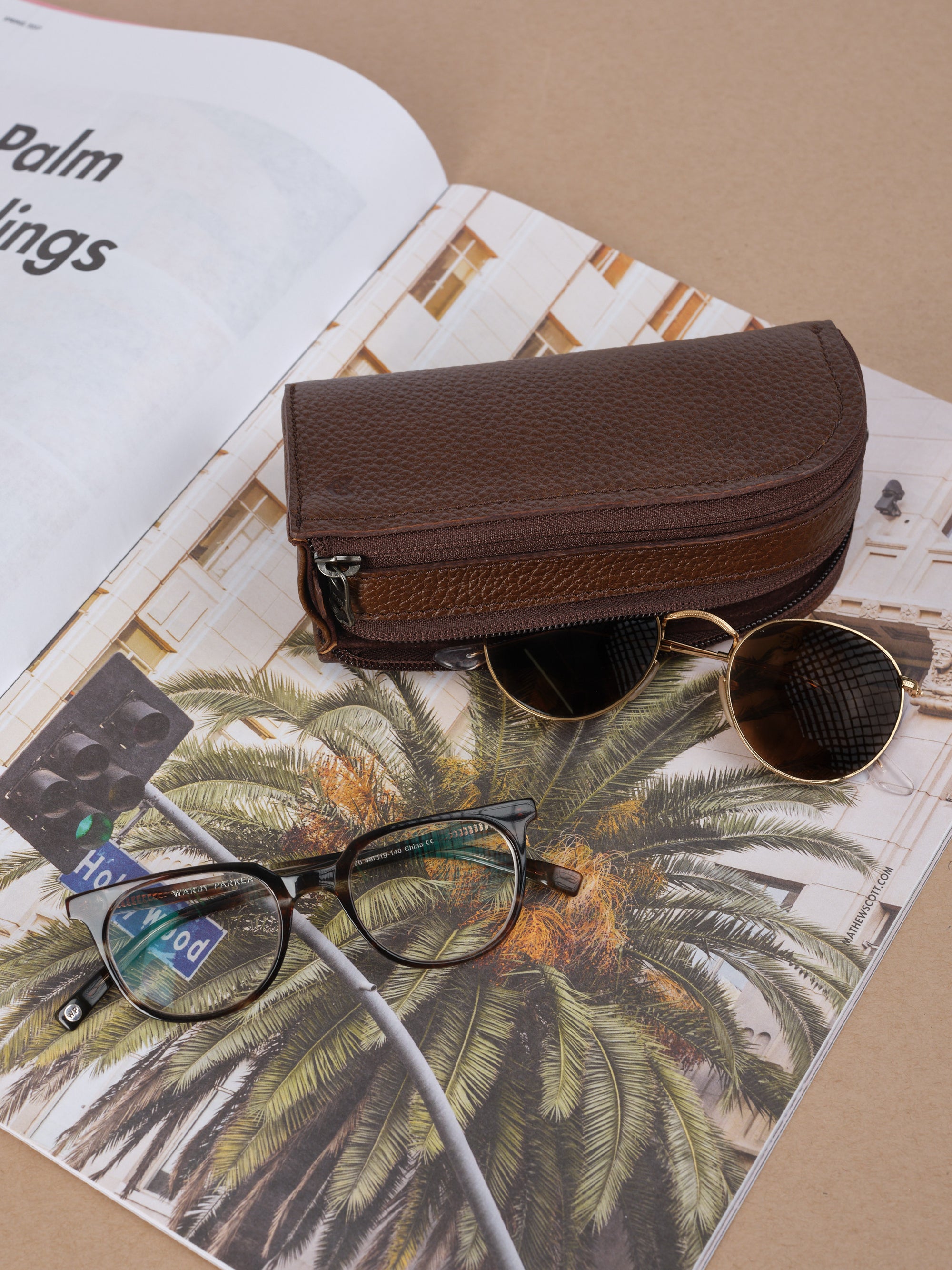 glasses case brown by Capra Leather