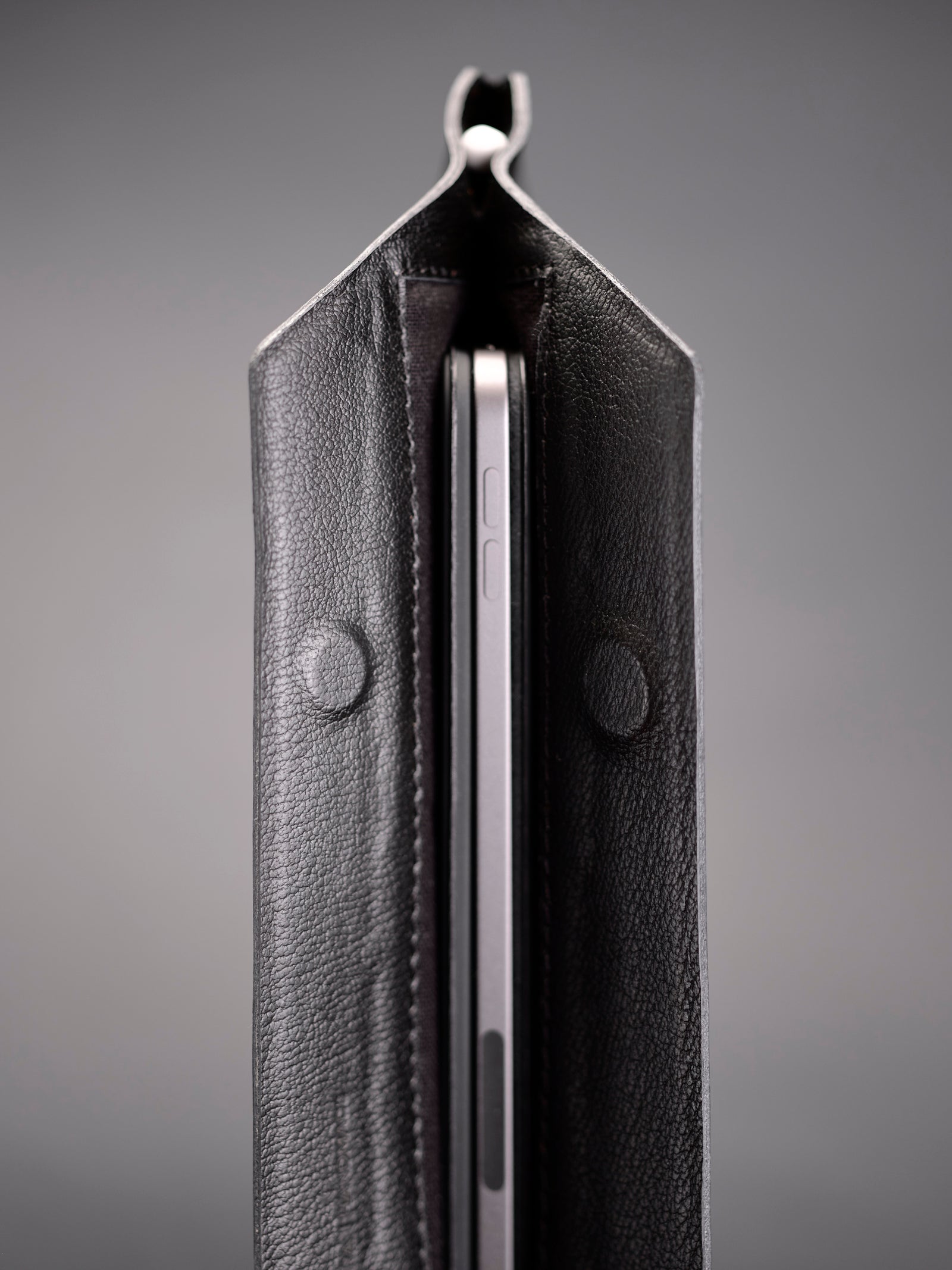 Magnetic closure. Draftsman 7 iPad Sleeve Cover Black, iPad Pro 11-inch, iPad Pro 12.9-inch, M1 Chip by Capra Leather