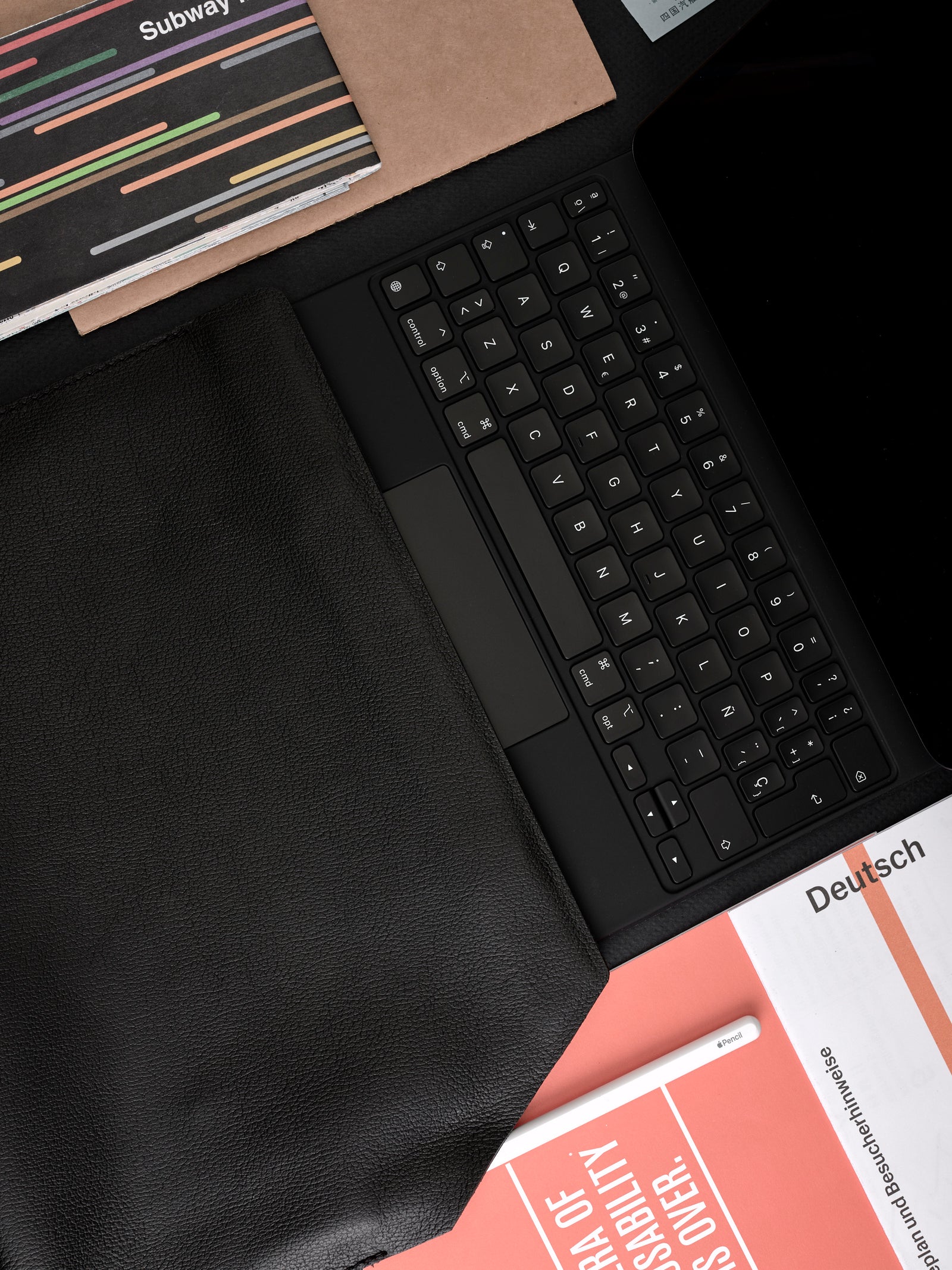 Magic Keyboard. Draftsman 7 iPad Sleeve Cover Black, iPad Pro 11-inch, iPad Pro 12.9-inch, M1 Chip by Capra Leather