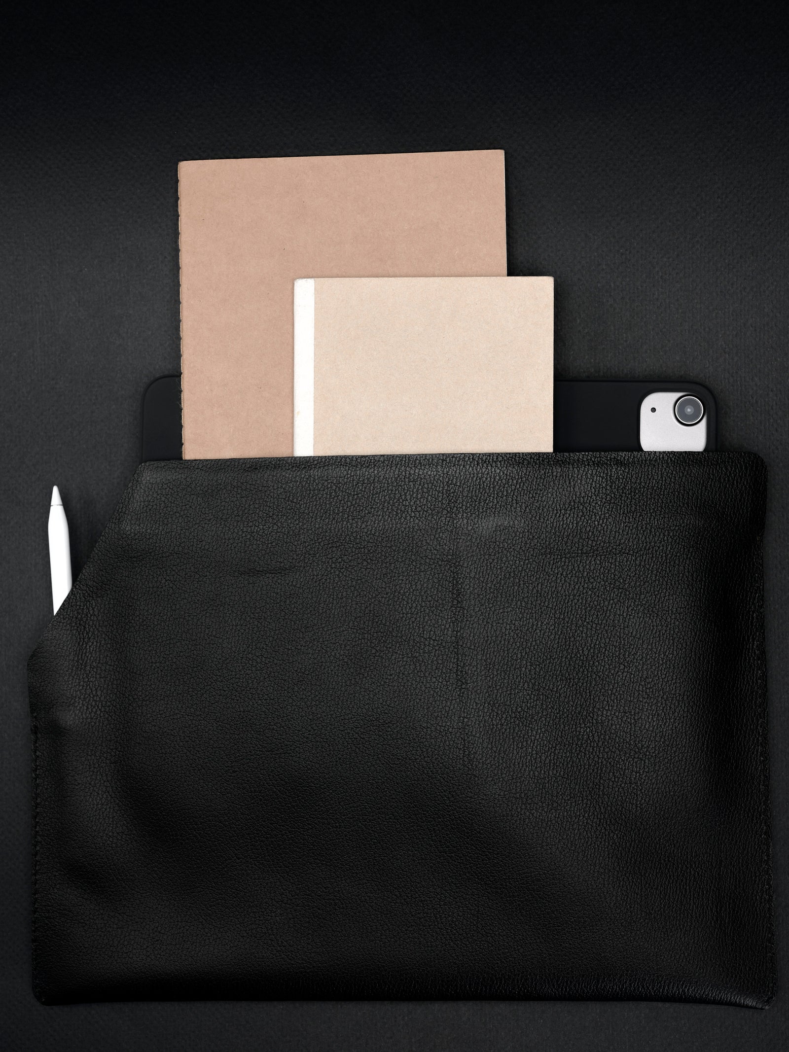 Apple Pencil. Draftsman 7 iPad Sleeve Cover Black, iPad Pro 11-inch, iPad Pro 12.9-inch, M1 Chip by Capra Leather