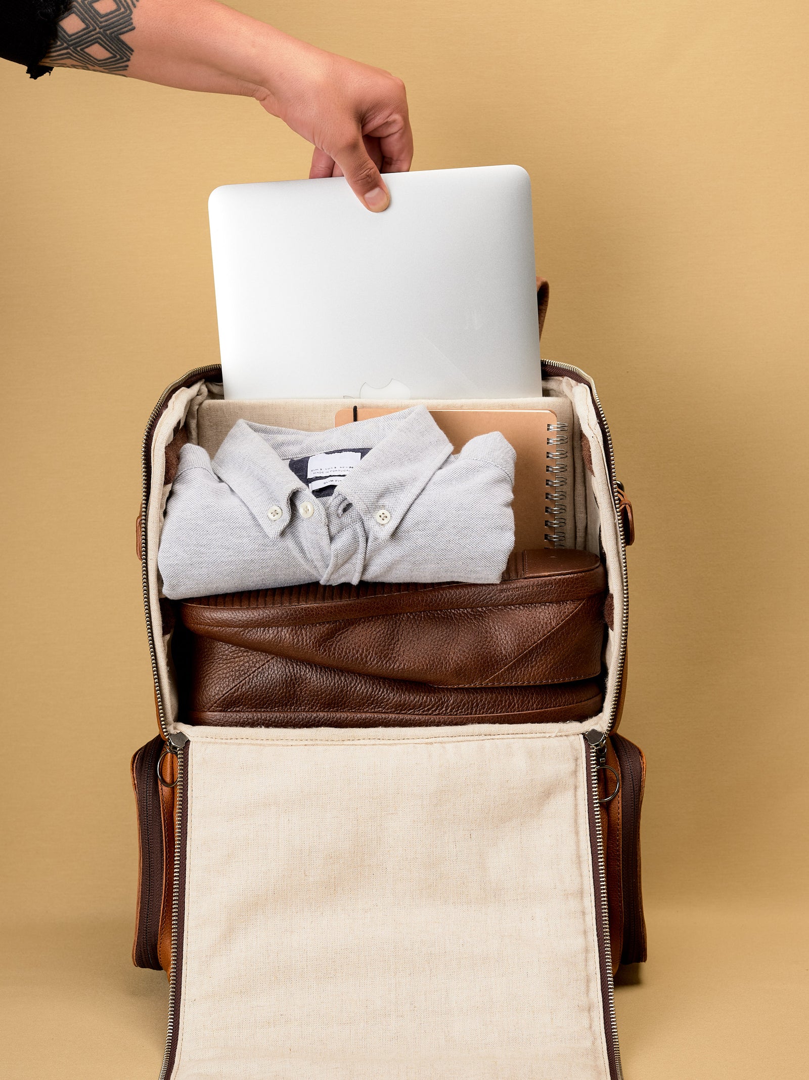 camera backpacks with laptop compartment tan by capra leather