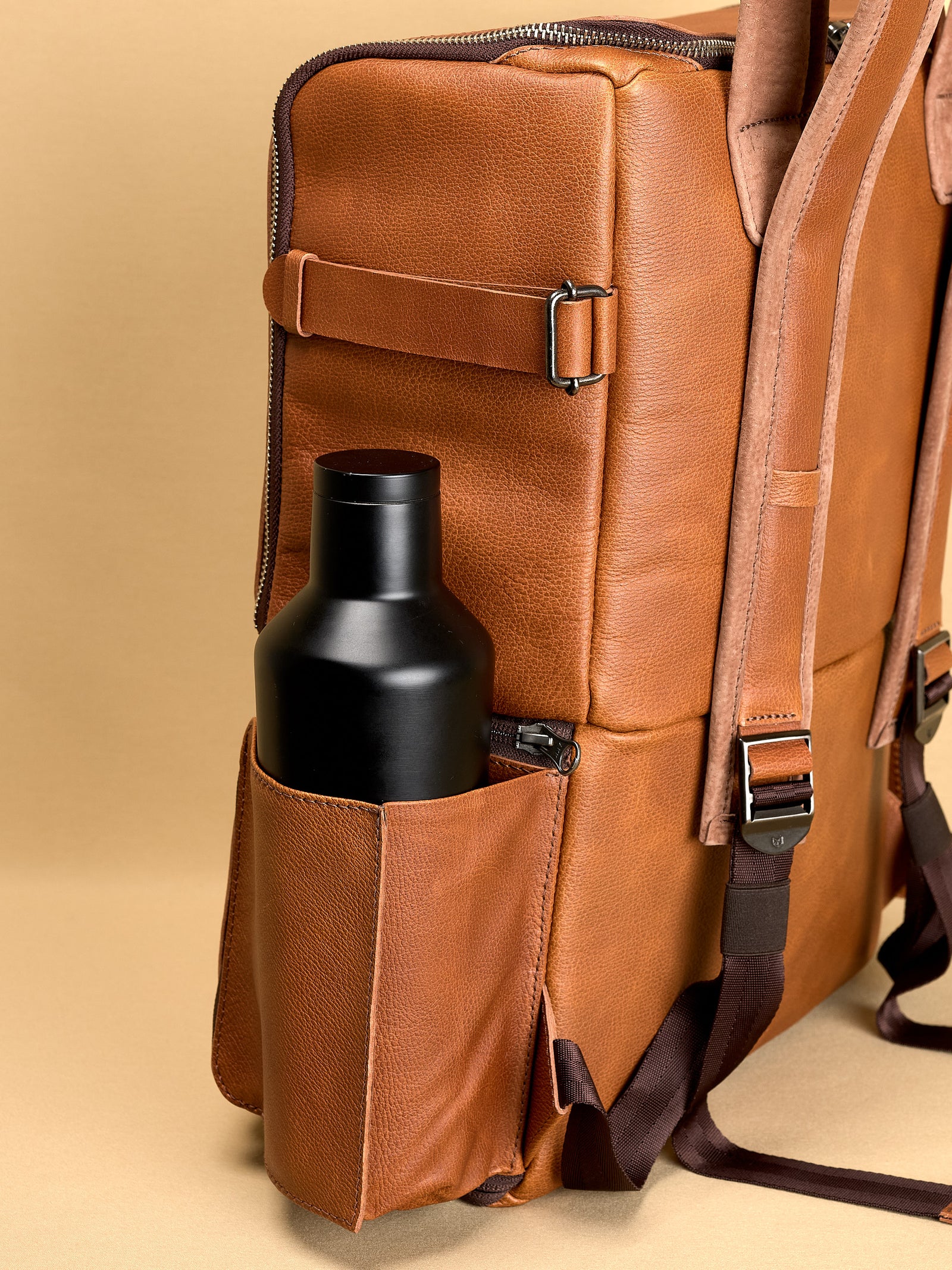 tactical camera backpack tan by capra leather