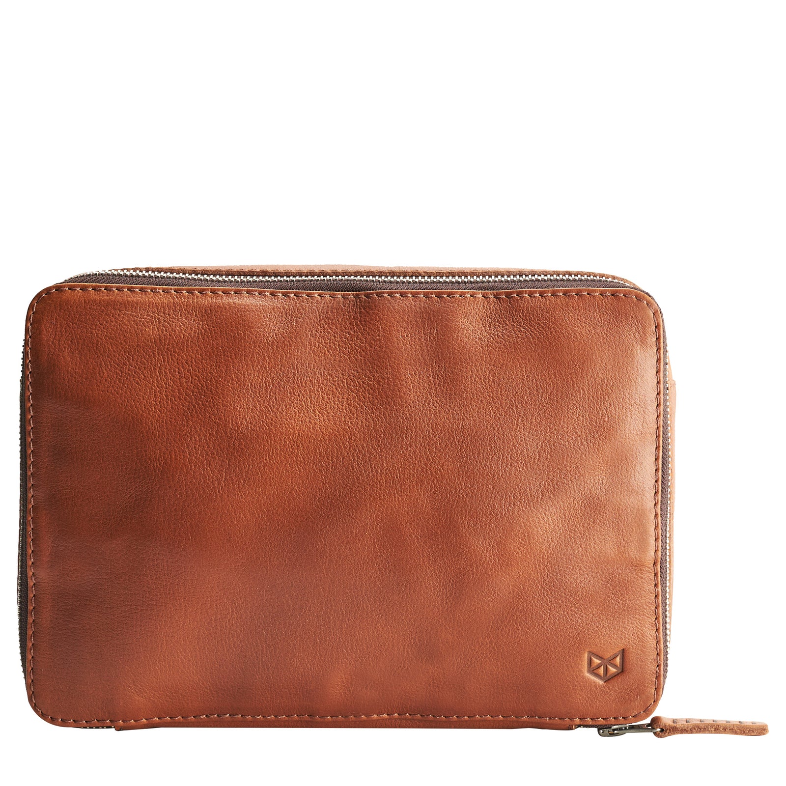 Tan tech organizer for travel. Mens gear bag by Capra Leather